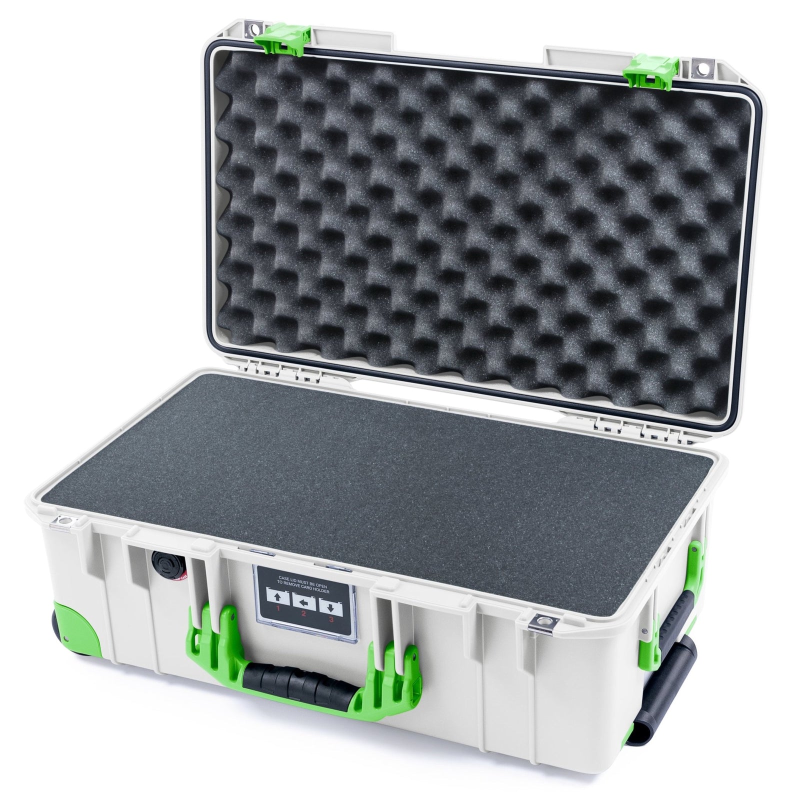 Pelican 1535 Air Carry - on Case - Whiteout & Lime Green Trolley - Pick & Pluck Foam / Convoluted Lid Foam