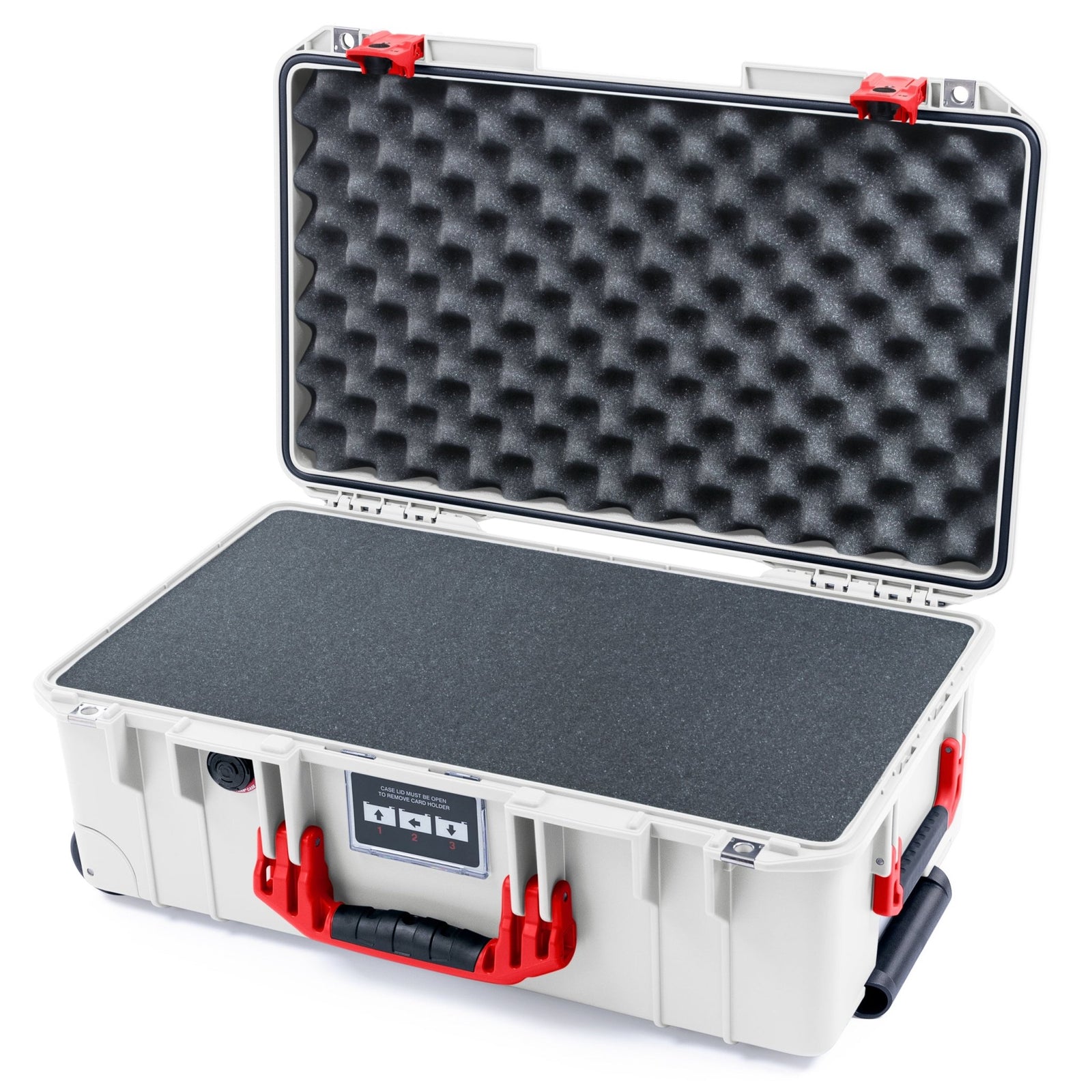 Pelican 1535 Air Carry - on Case - Whiteout & Red TSA Latches - Pick & Pluck Foam / Convoluted Lid Foam