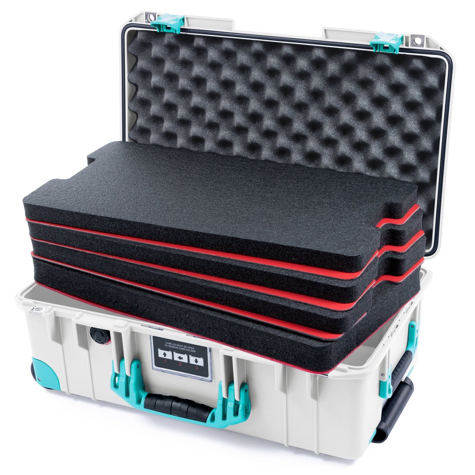 Pelican 1535 Air Carry - on Case - Whiteout & Teal Trolley - DIY Tool Foam Kit / Convoluted Lid Foam