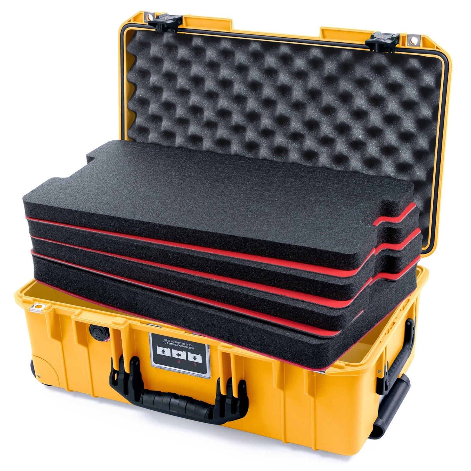 Pelican 1535 Air Carry - on Case - Yellow & Black TSA Latches - DIY Tool Foam Kit / Convoluted Lid Foam