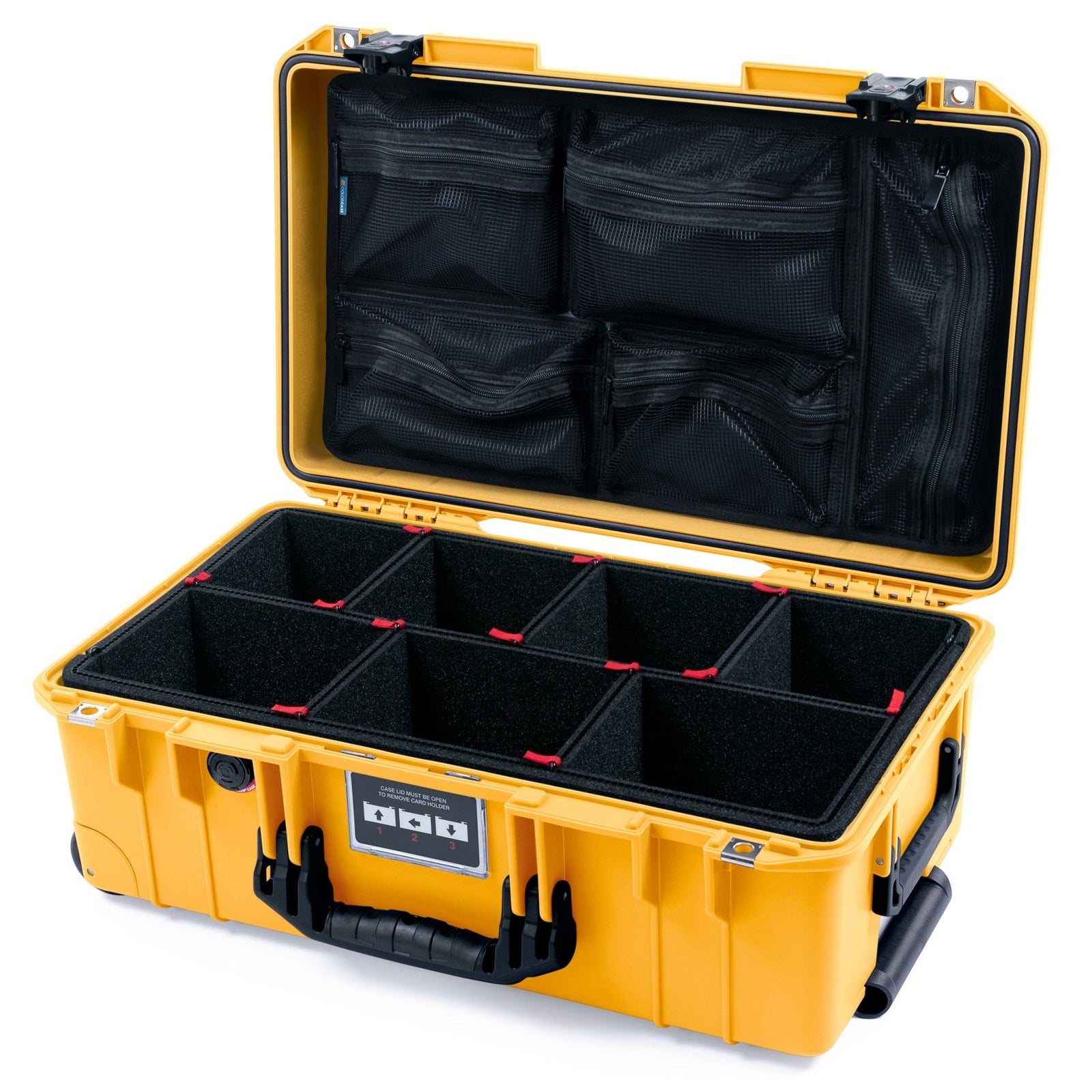 Pelican 1535 Air Carry - on Case - Yellow & Black TSA Latches - TrekPak Divider System / Mesh Lid Organizer
