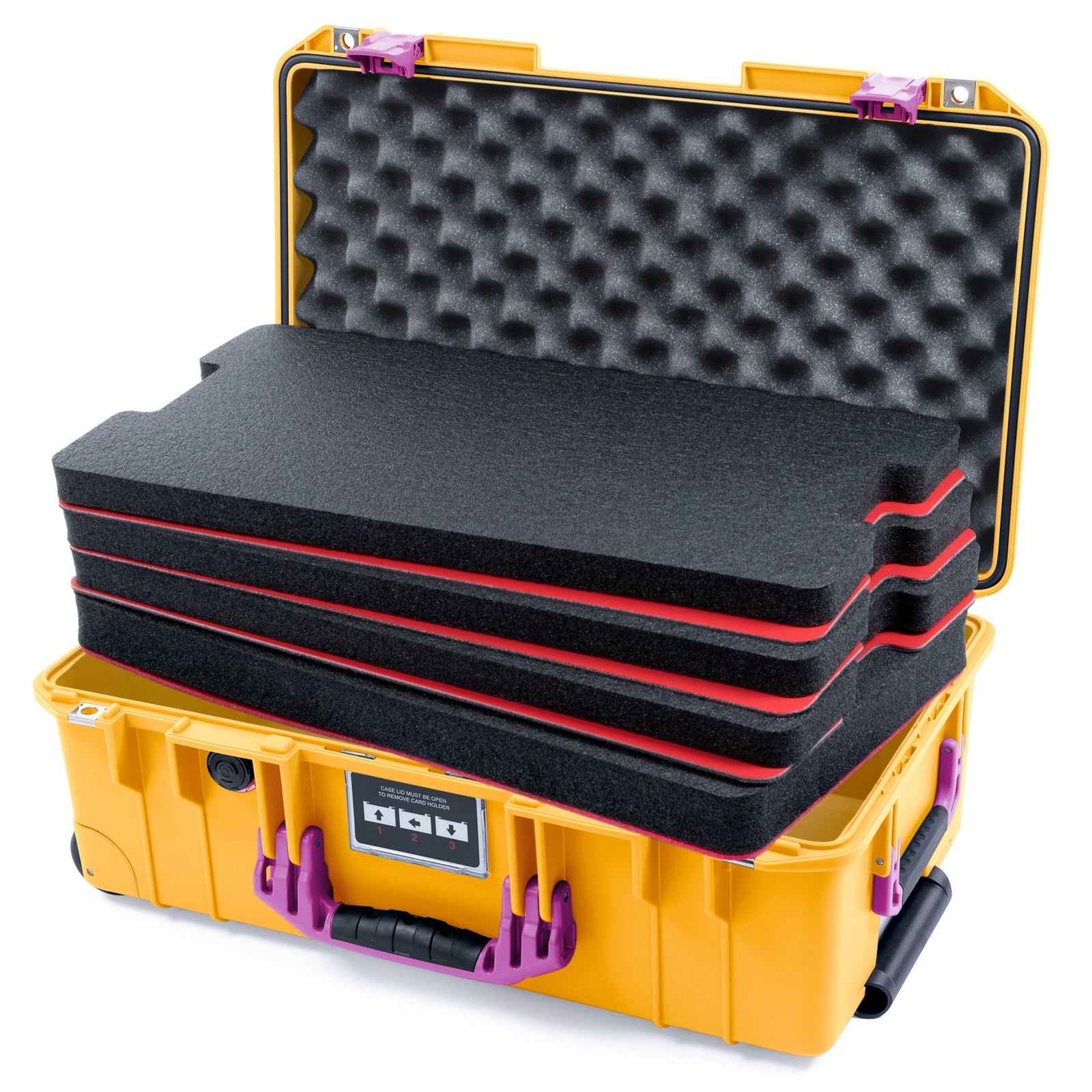 Pelican 1535 Air Carry - on Case - Yellow & Magenta - DIY Tool Foam Kit / Convoluted Lid Foam