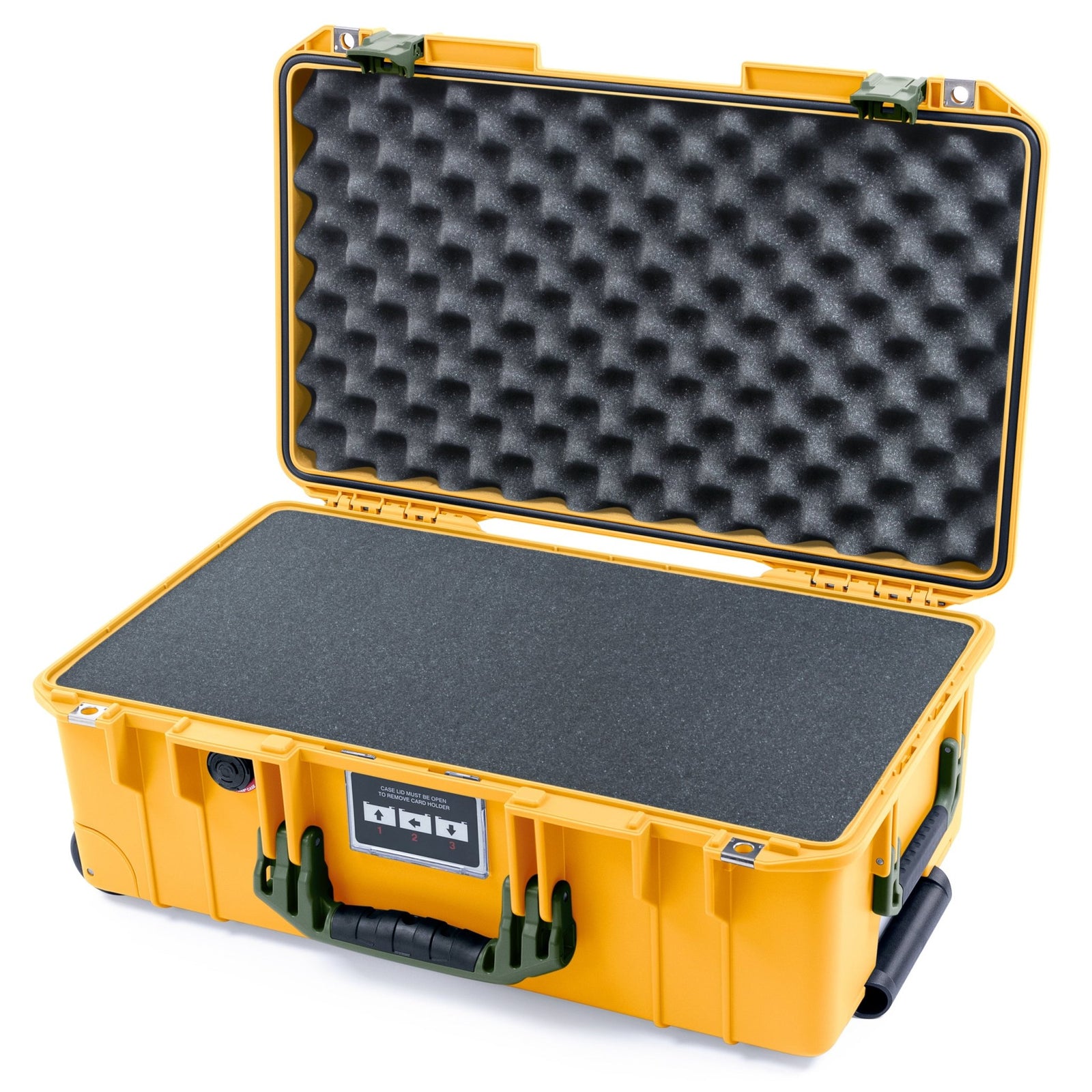 Pelican 1535 Air Carry - on Case - Yellow & OD Green - Pick & Pluck Foam / Convoluted Lid Foam