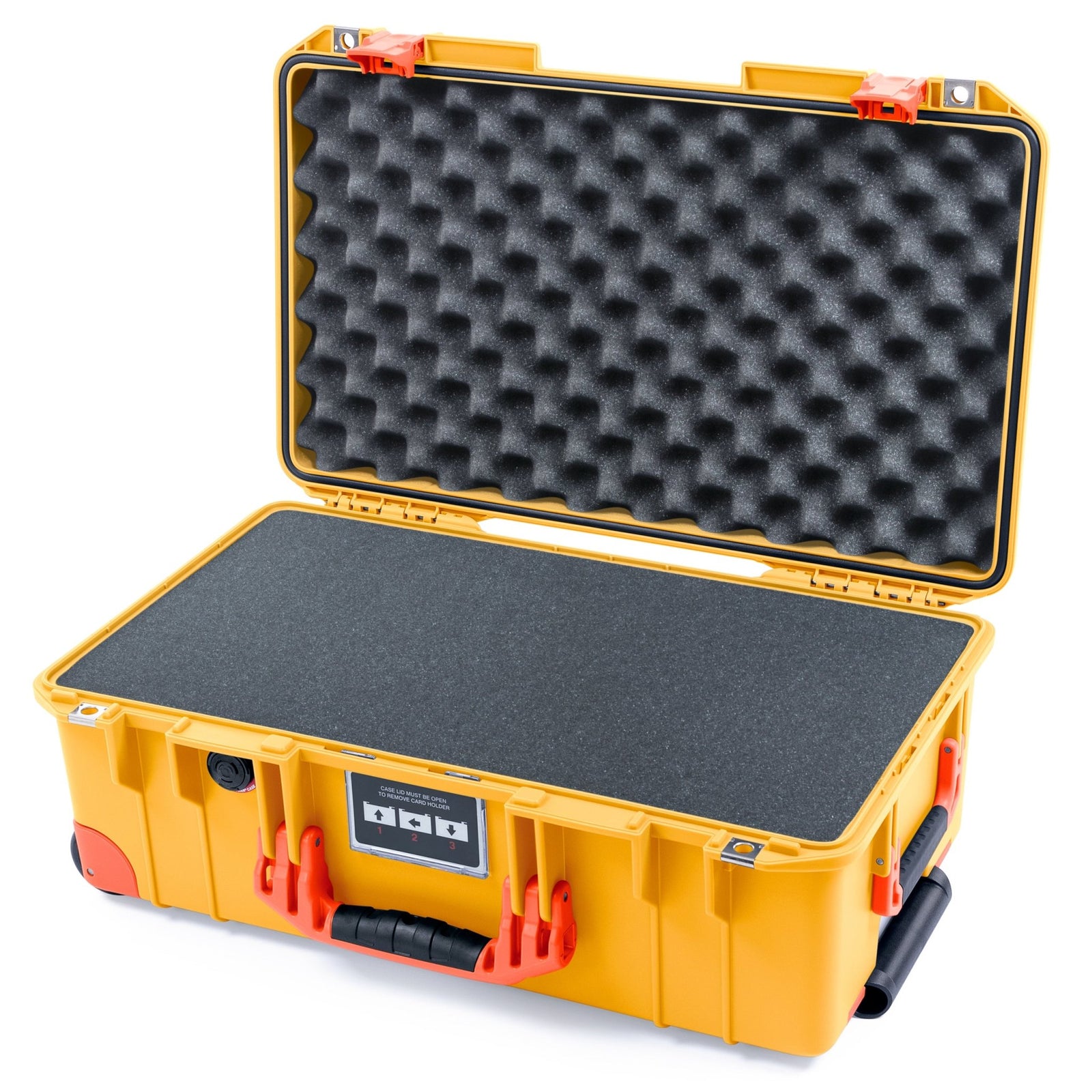 Pelican 1535 Air Carry - on Case - Yellow & Orange Trolley - Pick & Pluck Foam / Convoluted Lid Foam