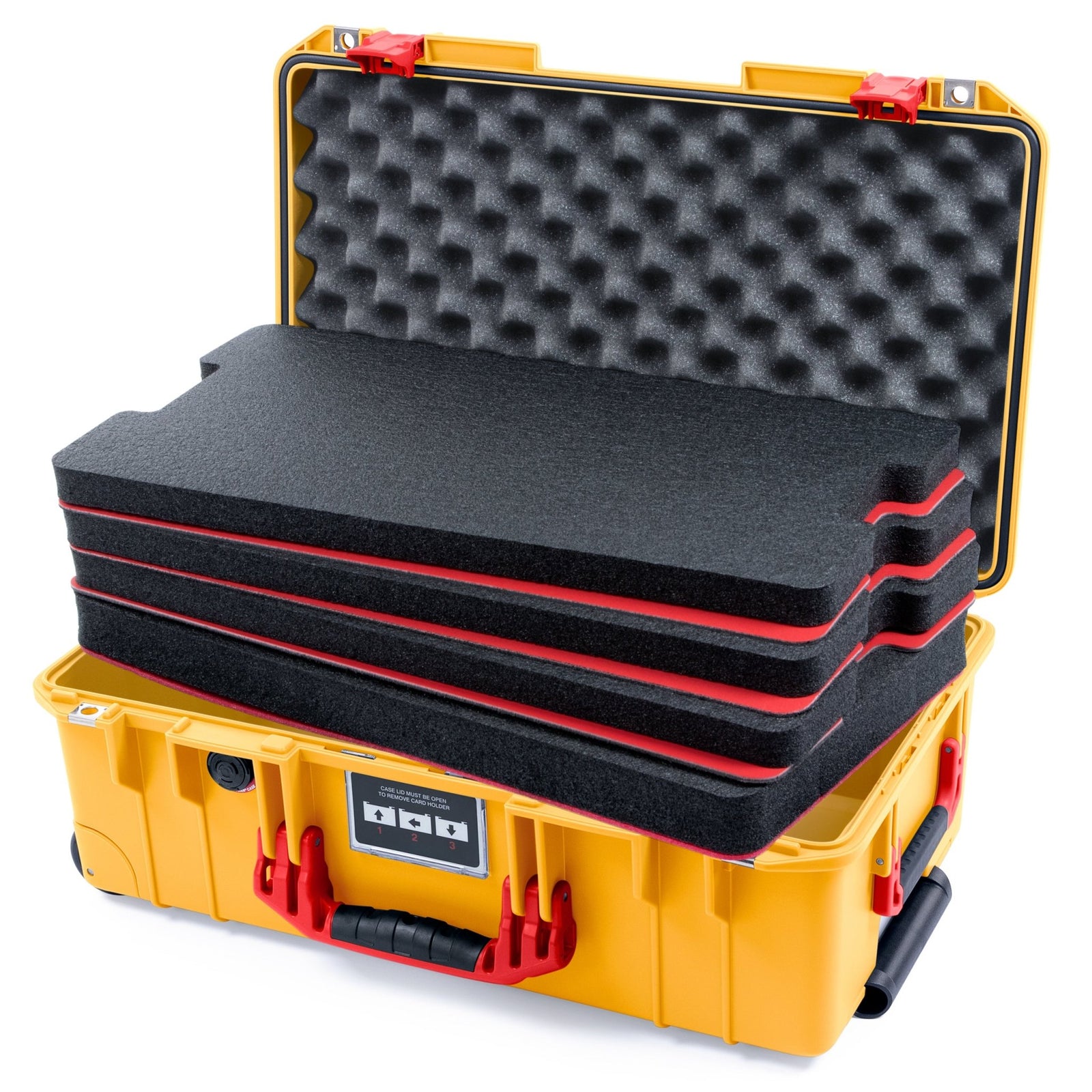 Pelican 1535 Air Carry - on Case - Yellow & Red - DIY Tool Foam Kit / Convoluted Lid Foam