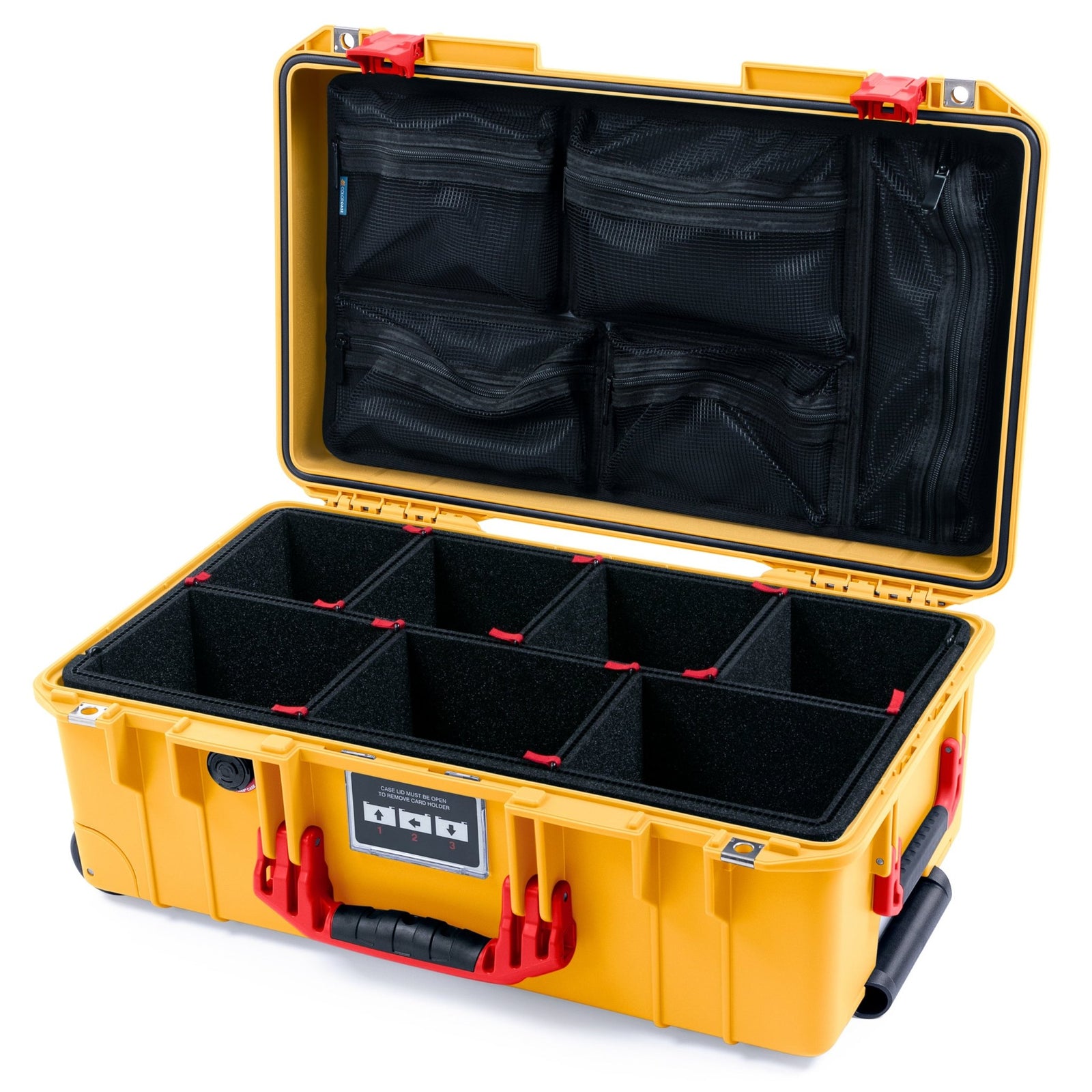 Pelican 1535 Air Carry - on Case - Yellow & Red - TrekPak Divider System / Mesh Lid Organizer