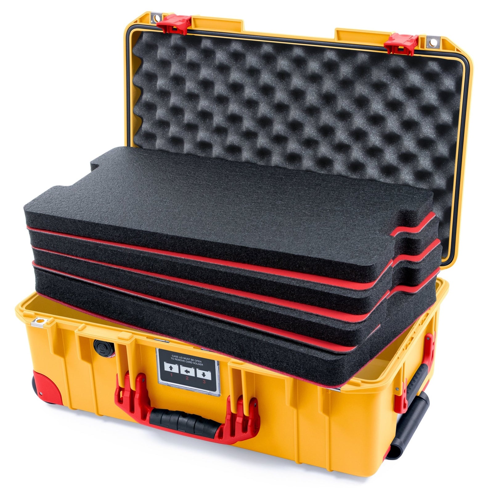Pelican 1535 Air Carry - on Case - Yellow & Red Trolley - DIY Tool Foam Kit / Convoluted Lid Foam
