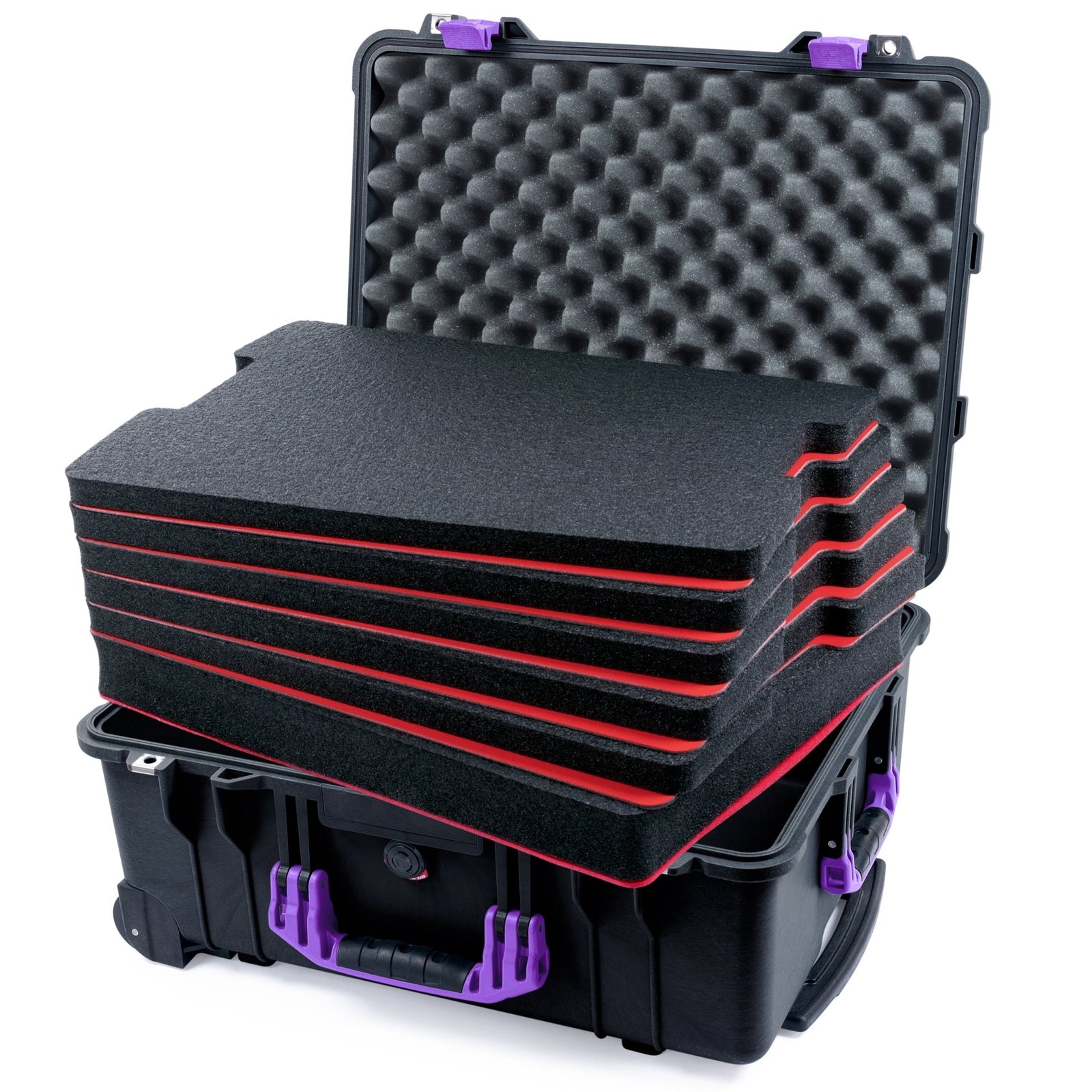 Pelican 1560 Case - Black & Purple - DIY Tool Foam Kit (6-Lyr) / Lid Foam