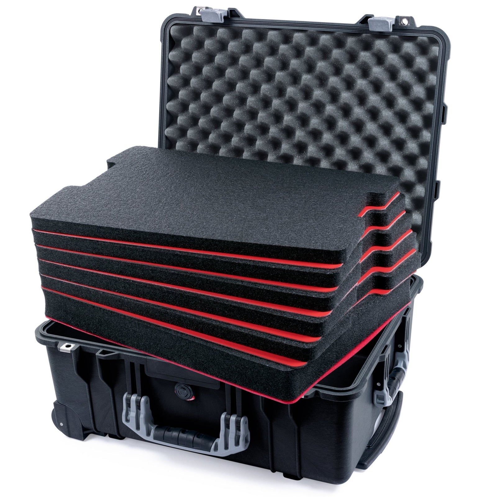 Pelican 1560 Case - Black & Silver - DIY Tool Foam Kit (6-Lyr) / Lid Foam