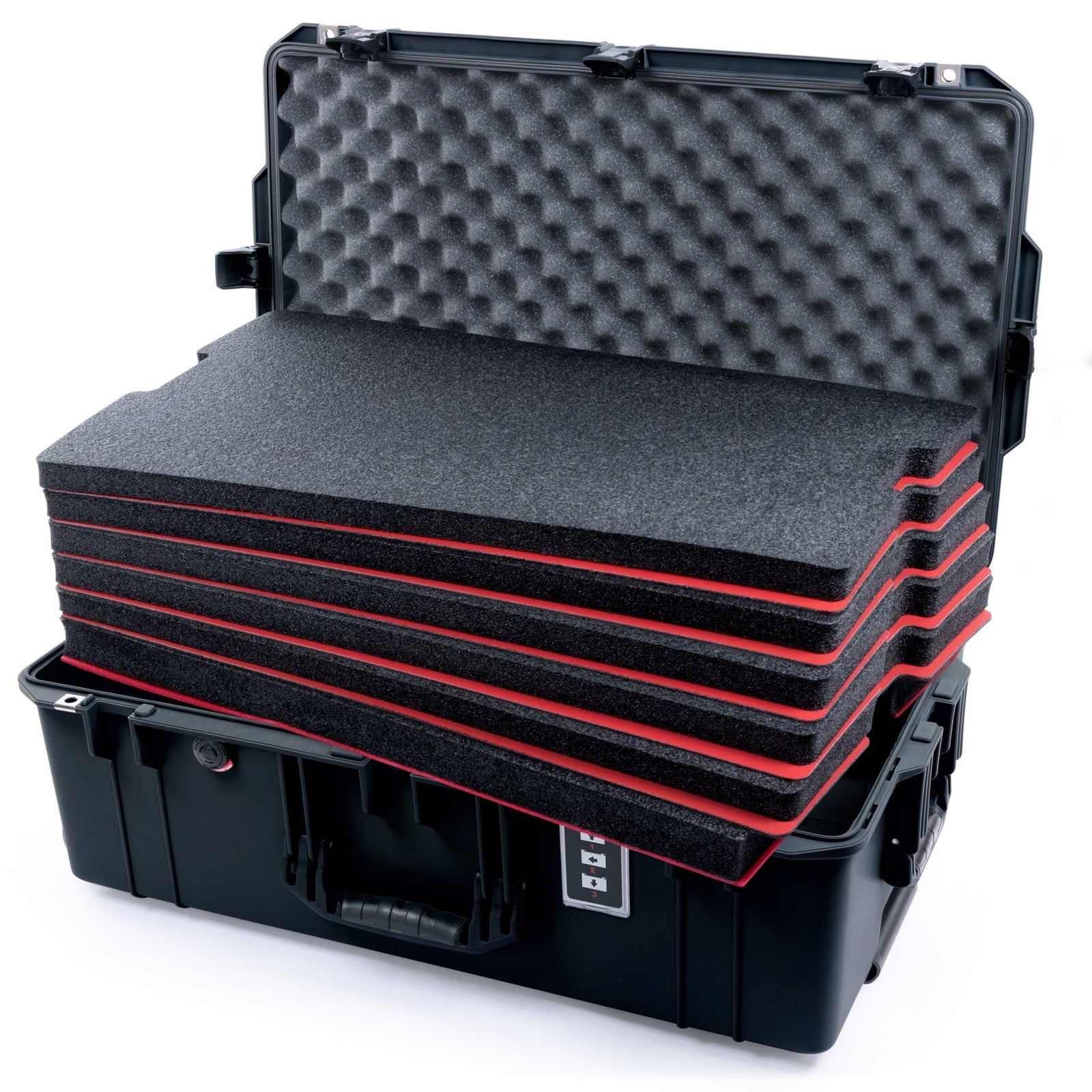 Pelican 1595 Air Case - Black TSA Latches - DIY Tool Foam Kit / Convoluted Lid Foam