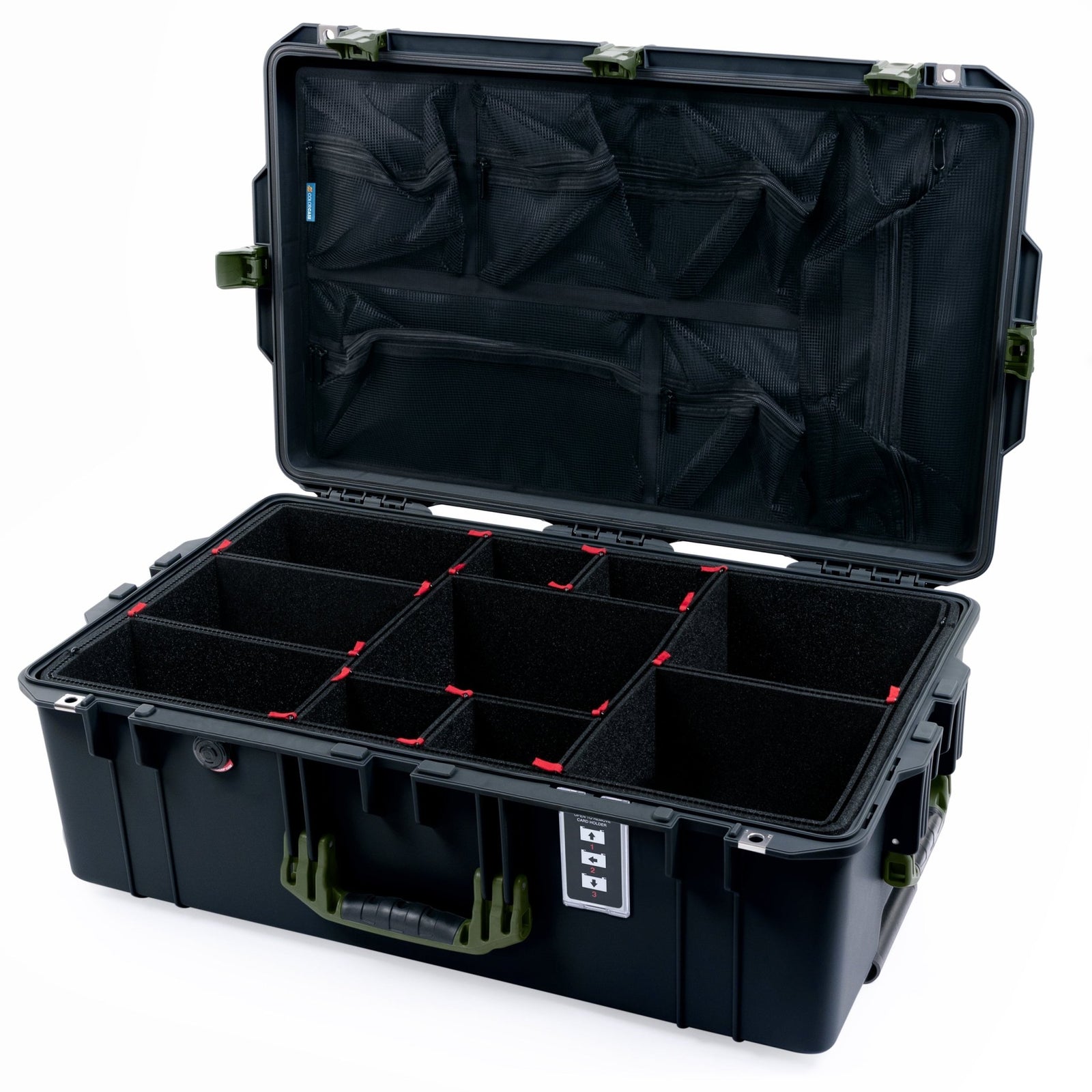 Pelican 1595 Air Case - Black & OD Green - TrekPak Divider System / Mesh Lid Organizer