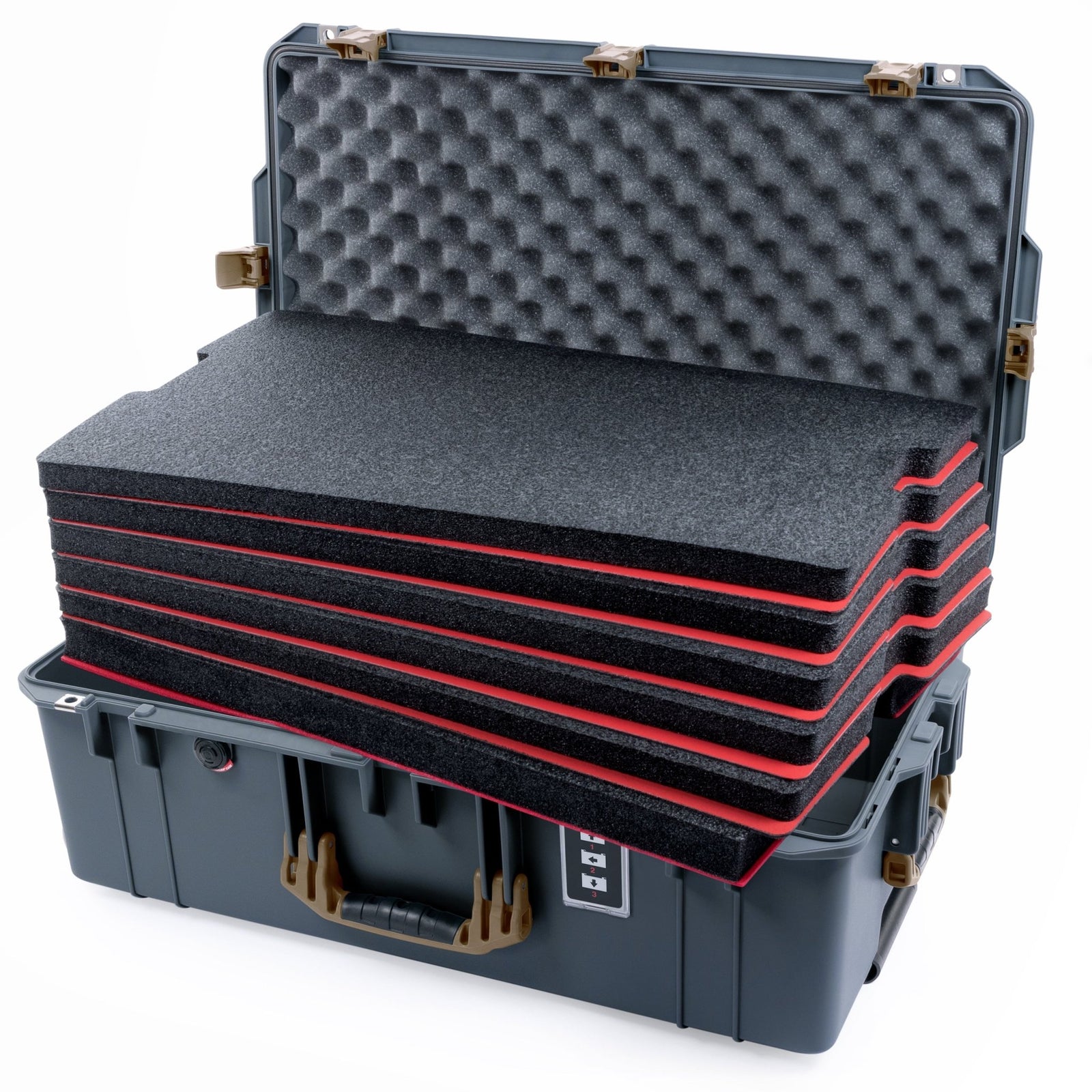Pelican 1595 Air Case - Charcoal & Dark Desert Dirt - DIY Tool Foam Kit / Convoluted Lid Foam
