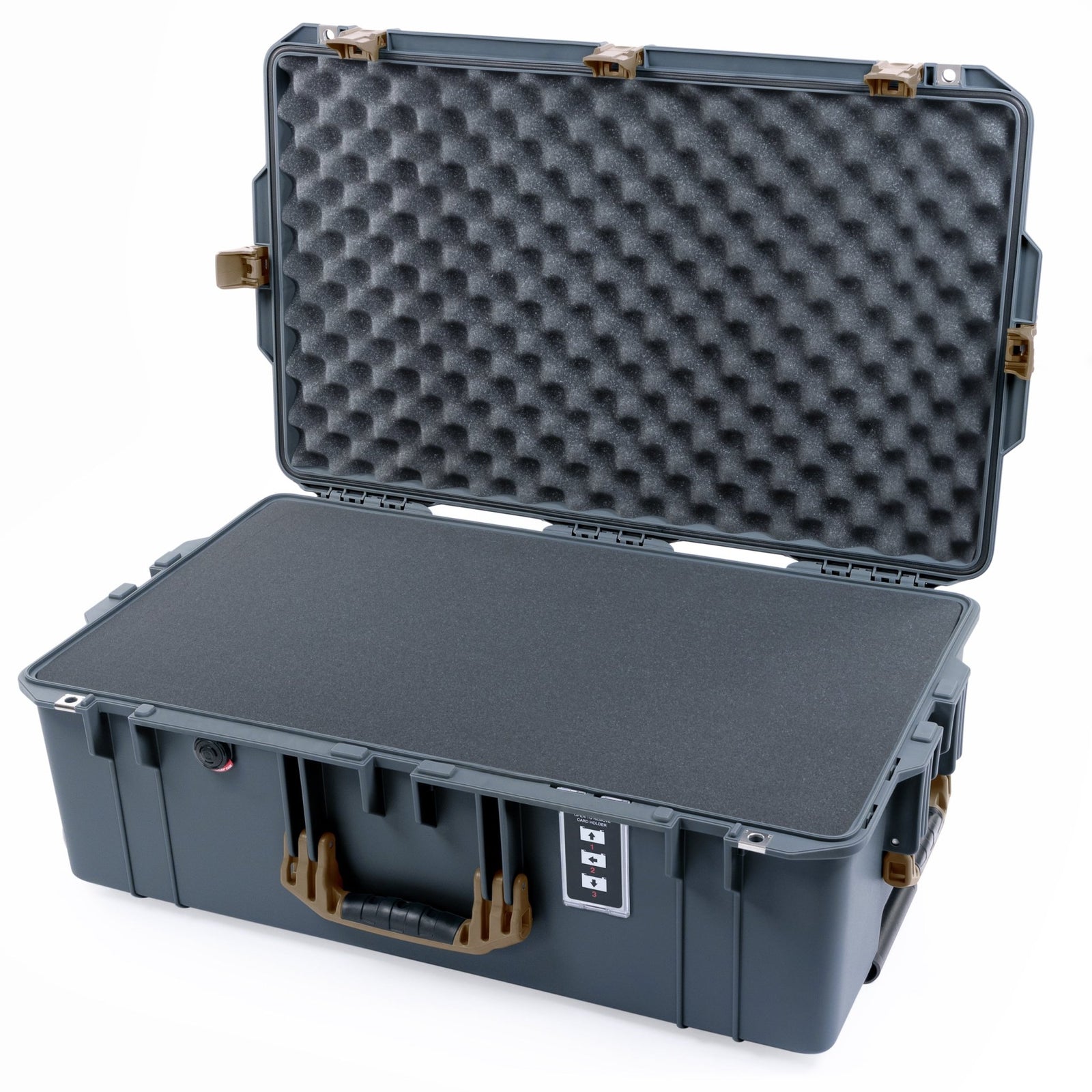 Pelican 1595 Air Case - Charcoal & Dark Desert Dirt Trolley - Pick & Pluck Foam / Convoluted Lid Foam