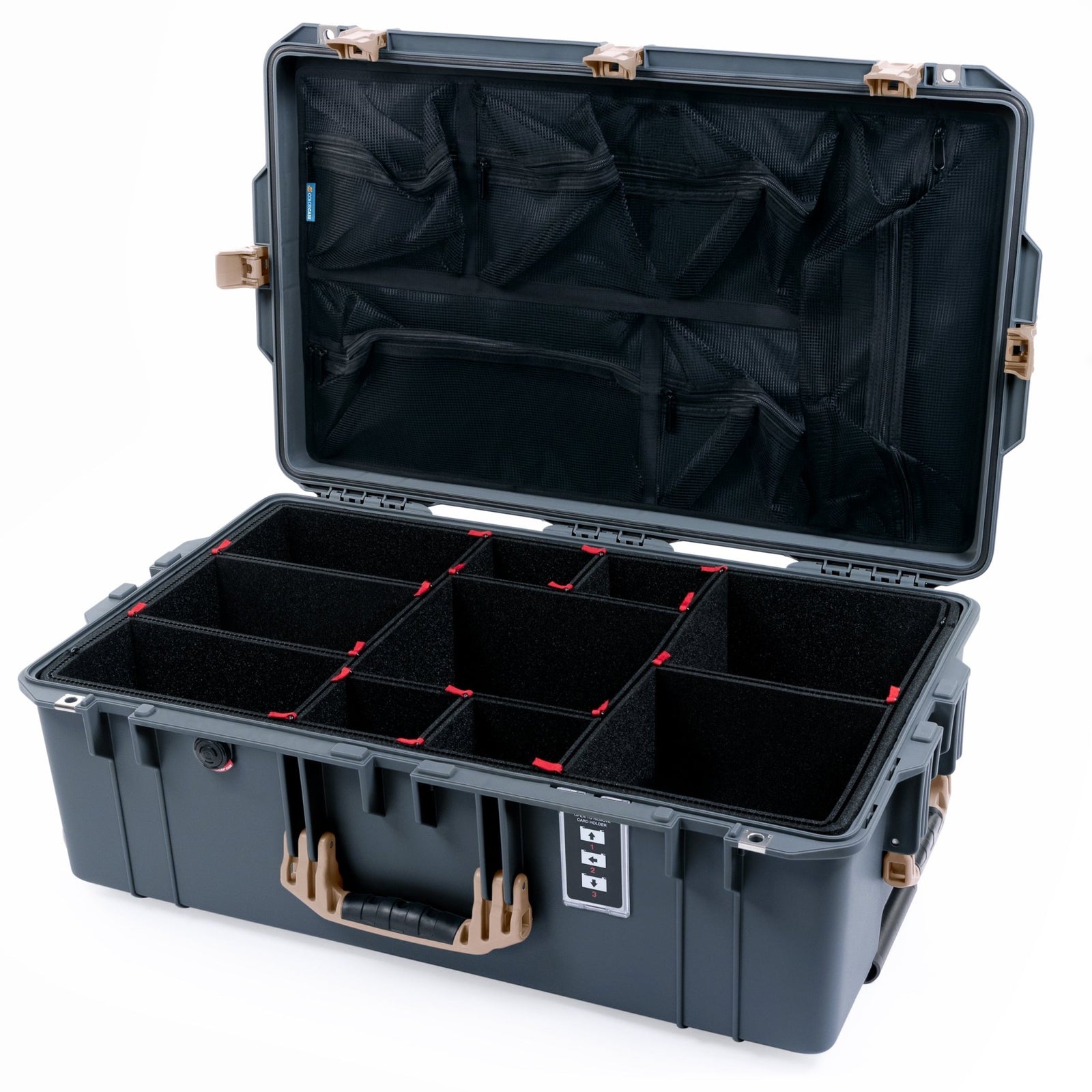 Pelican 1595 Air Case - Charcoal & Desert Tan - TrekPak Divider System / Mesh Lid Organizer