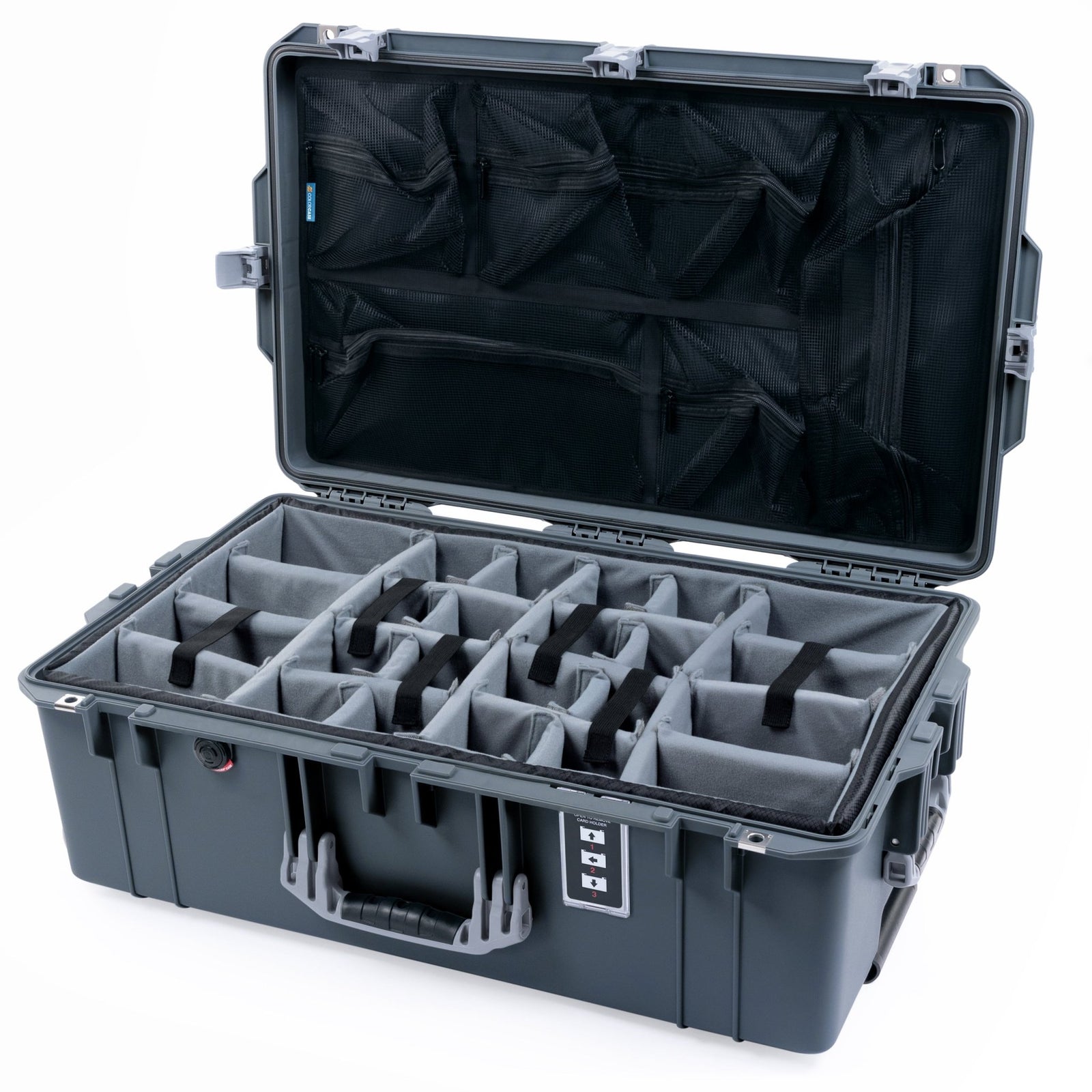 Pelican 1595 Air Case - Charcoal & Silver - Padded Microfiber Dividers / Mesh Lid Organizer