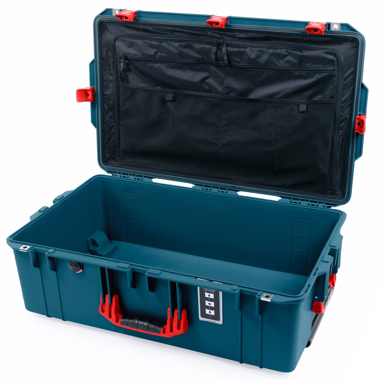 Pelican 1595 Air Case - Indigo & Red Trolley - TRVL Lid Organizer Only