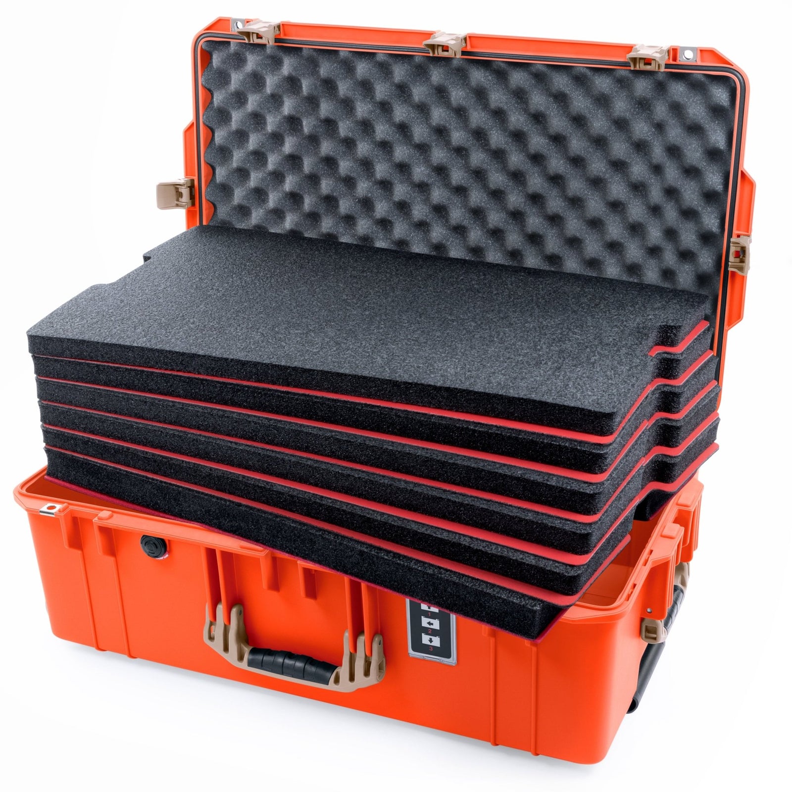 Pelican 1595 Air Case - Orange & Desert Tan - DIY Tool Foam Kit / Convoluted Lid Foam