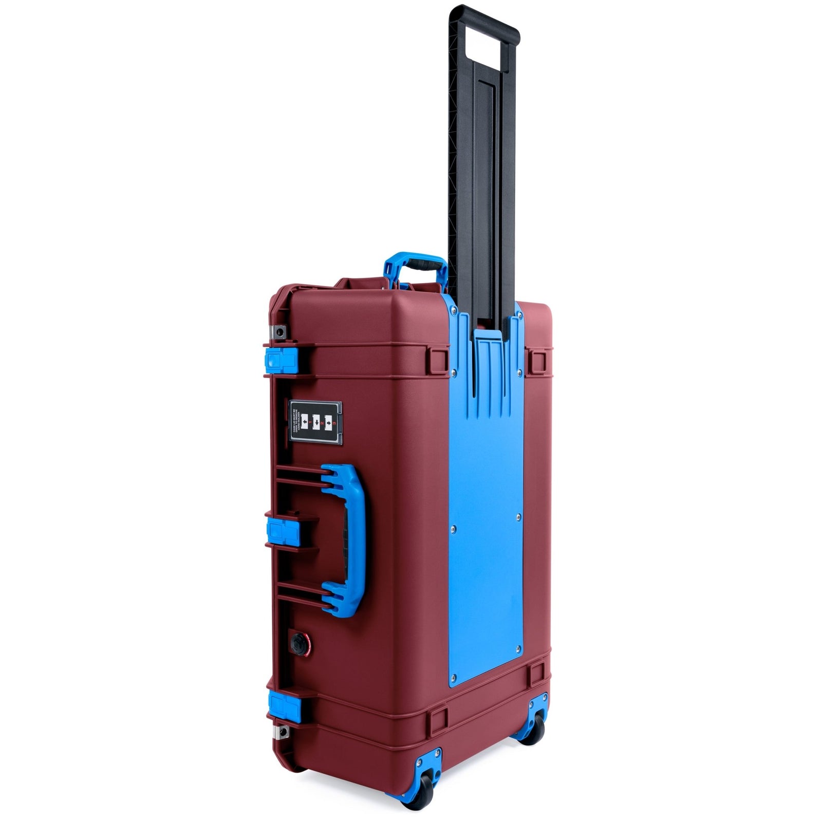 Pelican 1595 Air Case - Oxblood & Blue Trolley - Pick & Pluck Foam / TRVL Lid Organizer