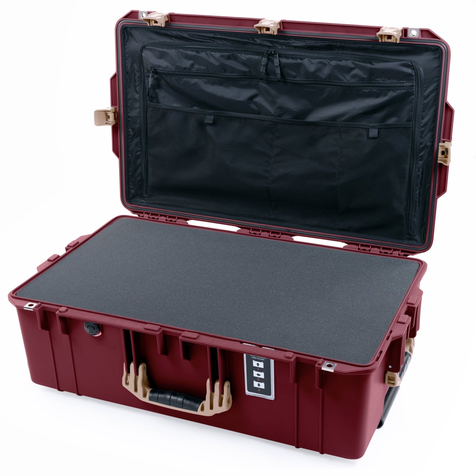 Pelican 1595 Air Case - Oxblood & Desert Tan - Pick & Pluck Foam / TRVL Lid Organizer