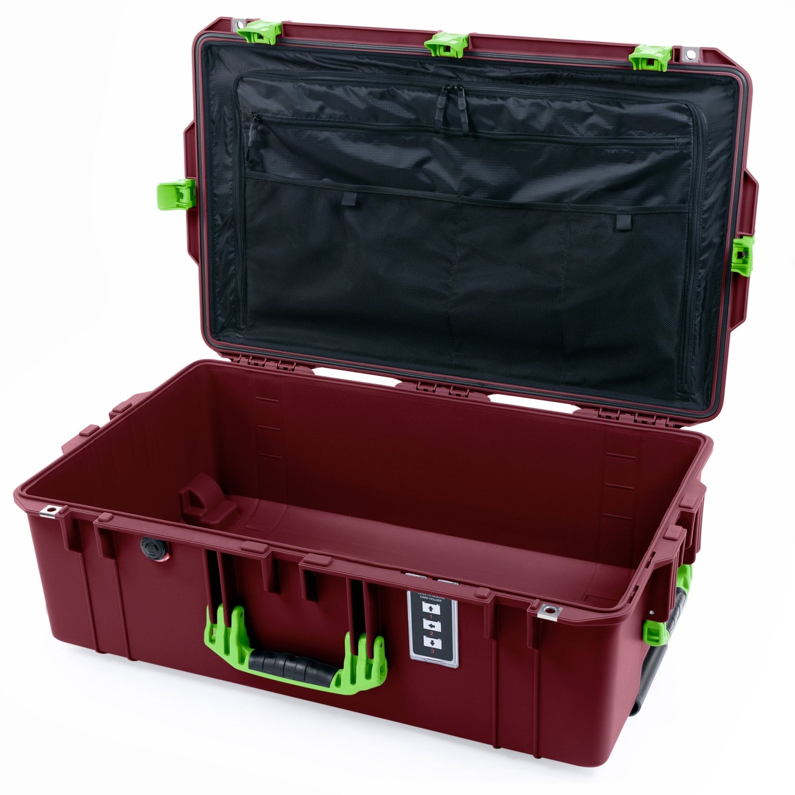 Pelican 1595 Air Case - Oxblood & Lime Green - TRVL Lid Organizer Only