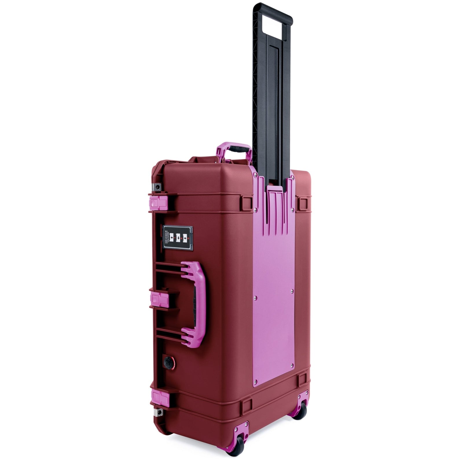 Pelican 1595 Air Case - Oxblood & Magenta Trolley - Pick & Pluck Foam / TRVL Lid Organizer