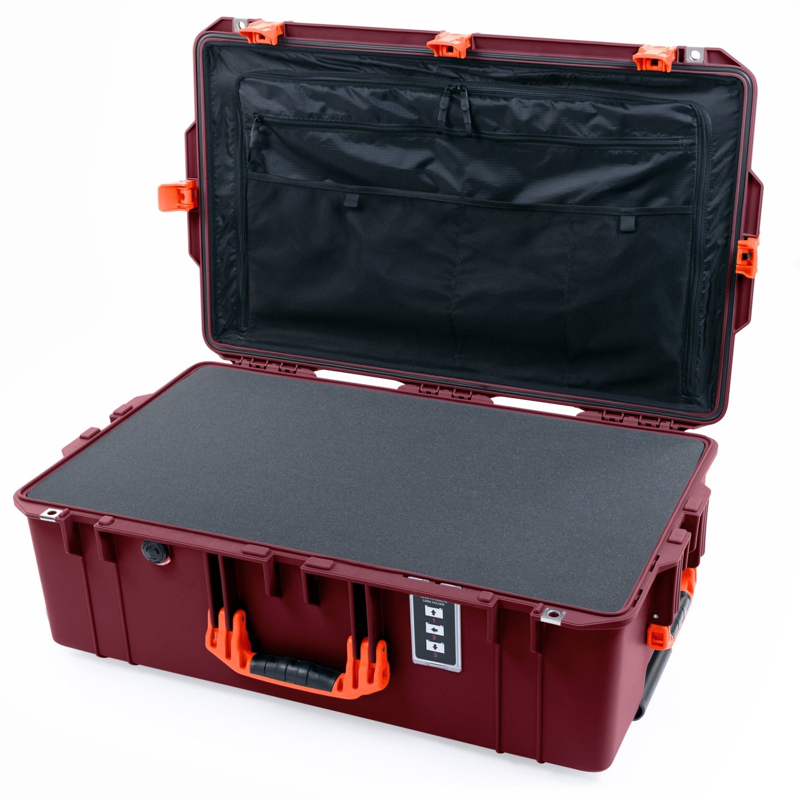 Pelican 1595 Air Case - Oxblood & Orange - Pick & Pluck Foam / TRVL Lid Organizer