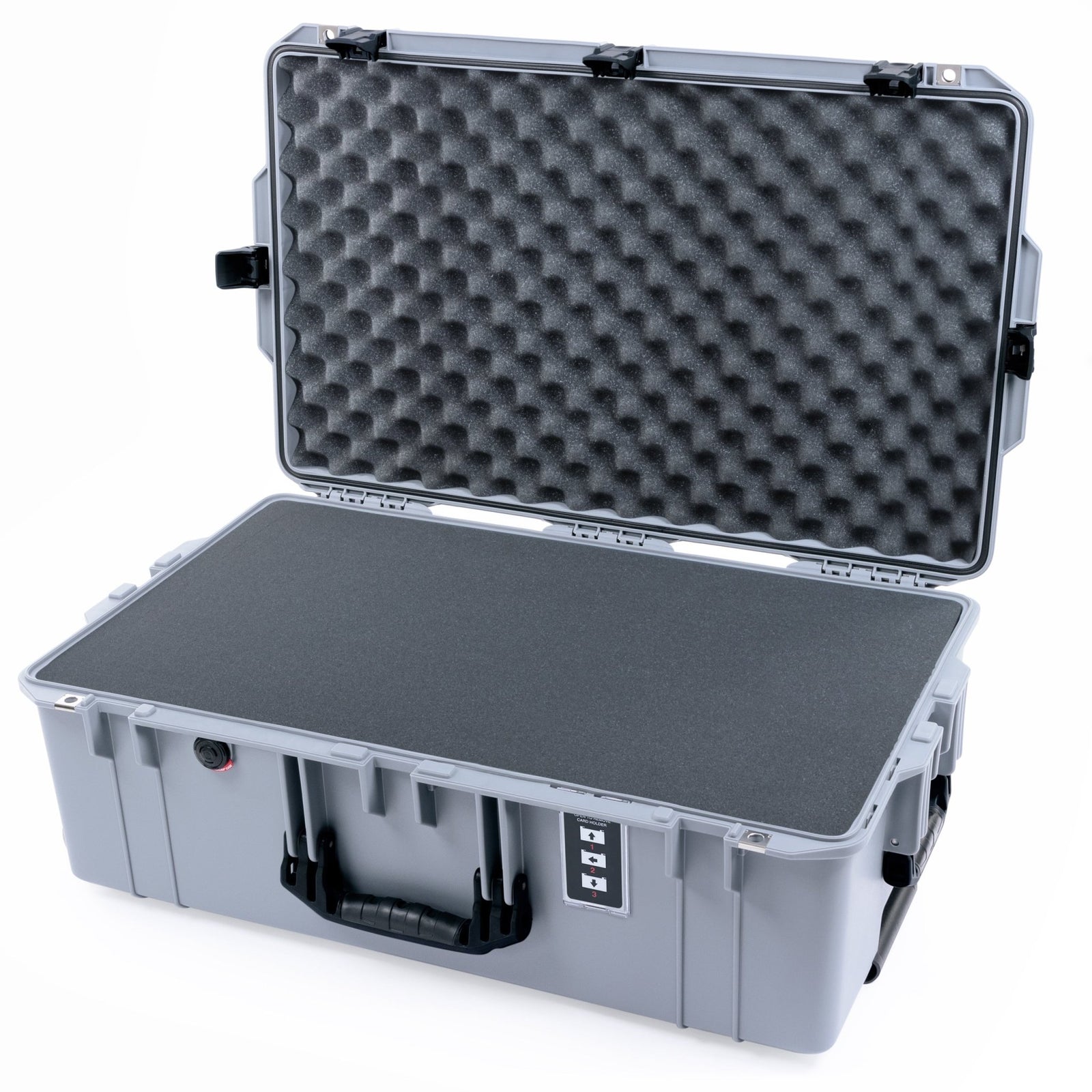 Pelican 1595 Air Case - Silver & Black Trolley - Pick & Pluck Foam / Convoluted Lid Foam