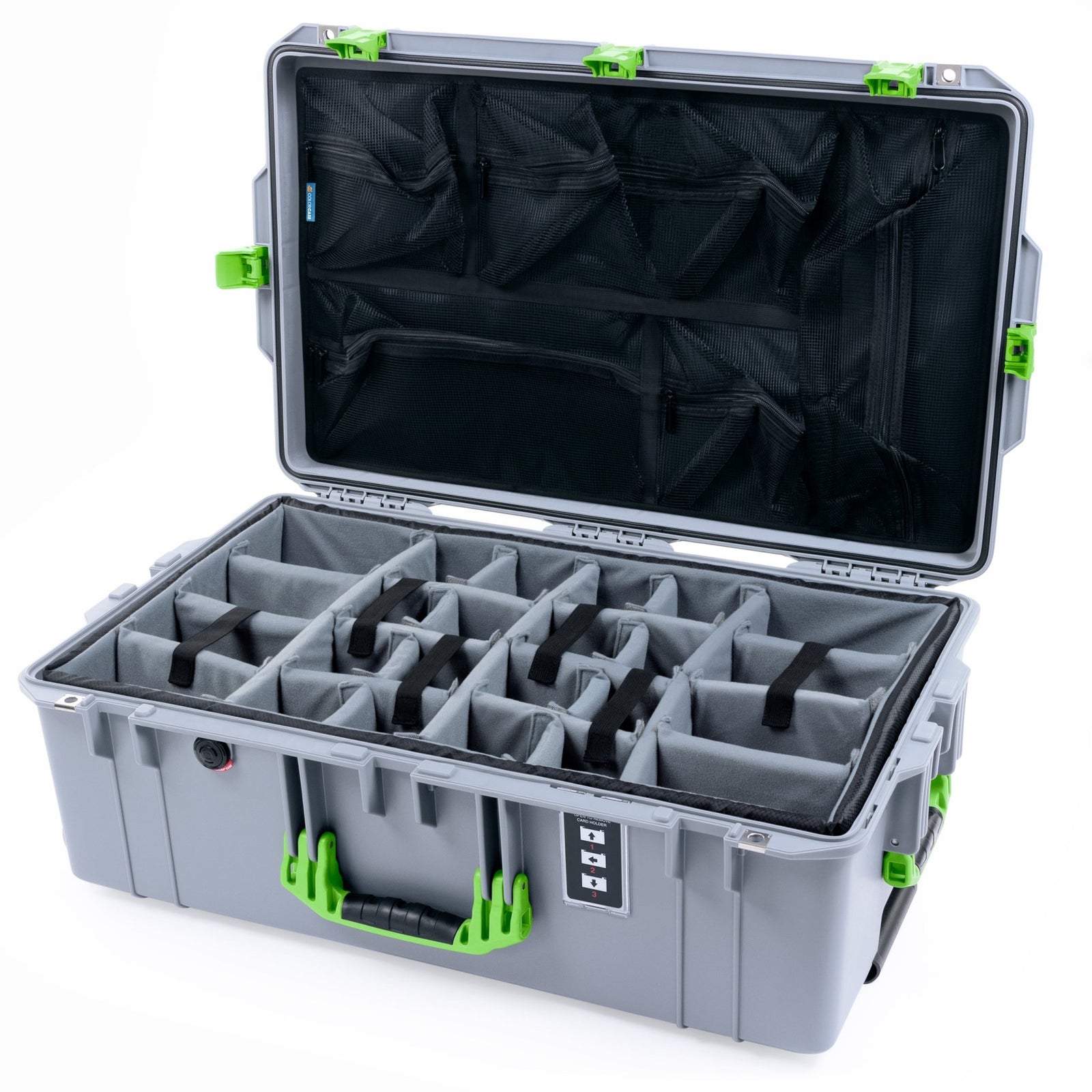 Pelican 1595 Air Case - Silver & Lime Green Trolley - Empty