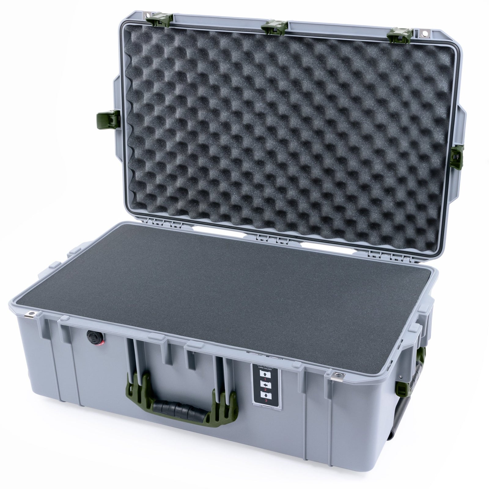Pelican 1595 Air Case - Silver & OD Green - Pick & Pluck Foam / Convoluted Lid Foam