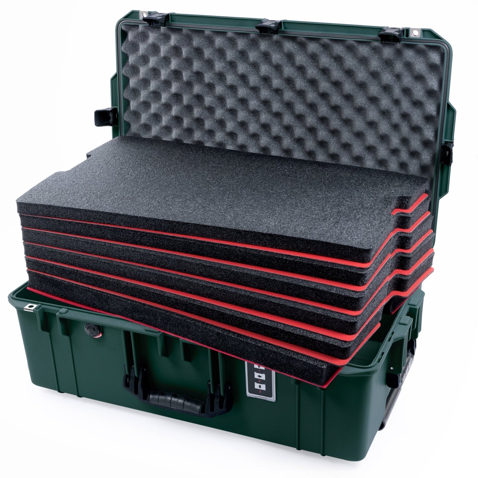 Pelican 1595 Air Case - Trekking Green & Black - DIY Tool Foam Kit / Convoluted Lid Foam