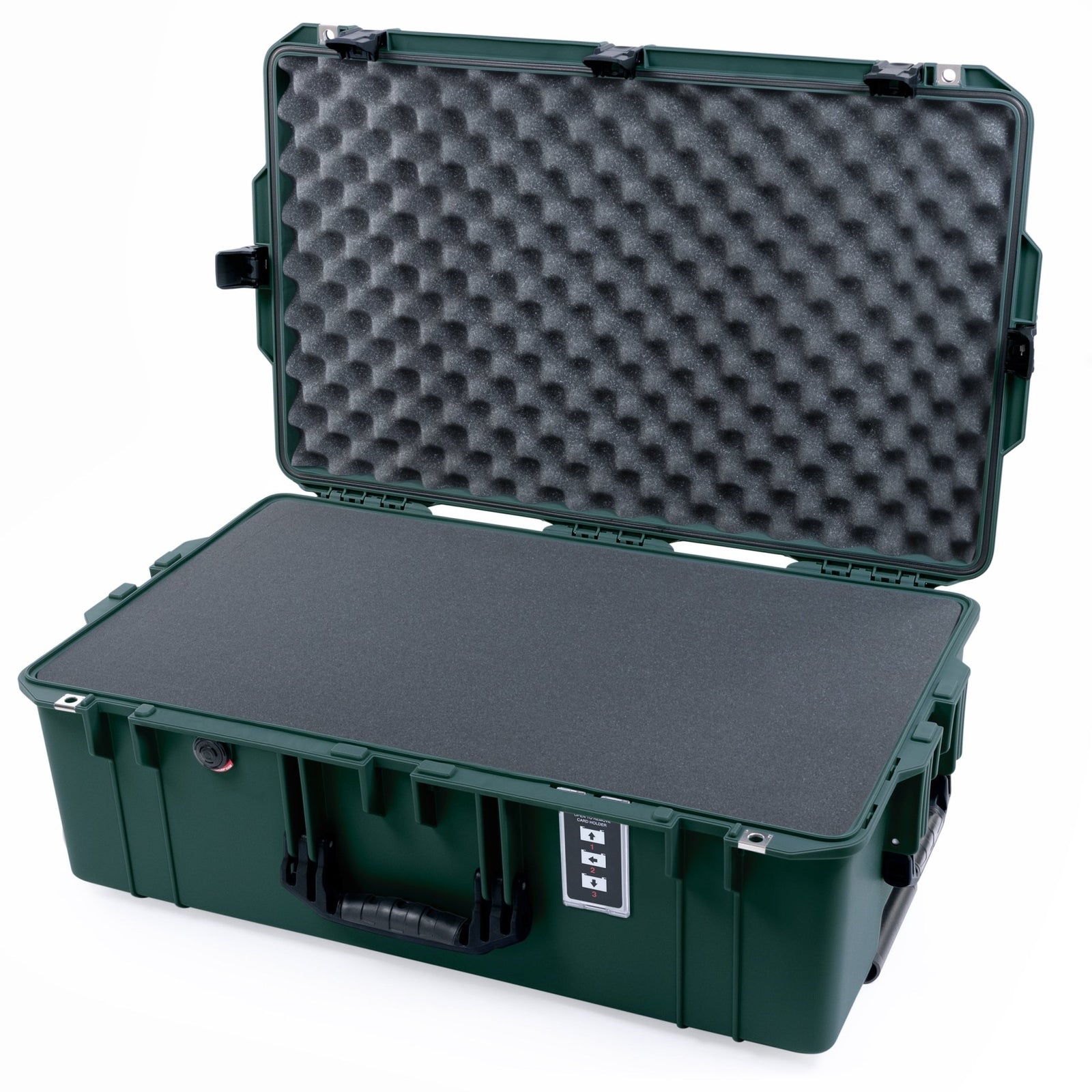 Pelican 1595 Air Case - Trekking Green & Black Trolley - Pick & Pluck Foam / Convoluted Lid Foam