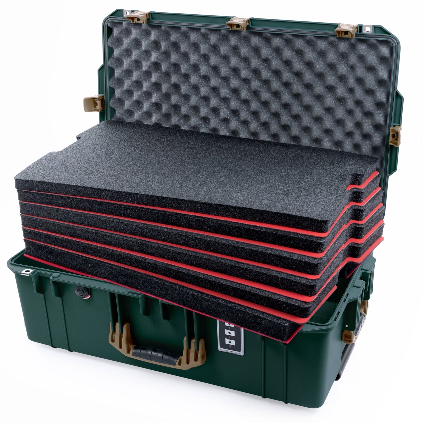 Pelican 1595 Air Case - Trekking Green & Dark Desert Dirt - DIY Tool Foam Kit / Convoluted Lid Foam