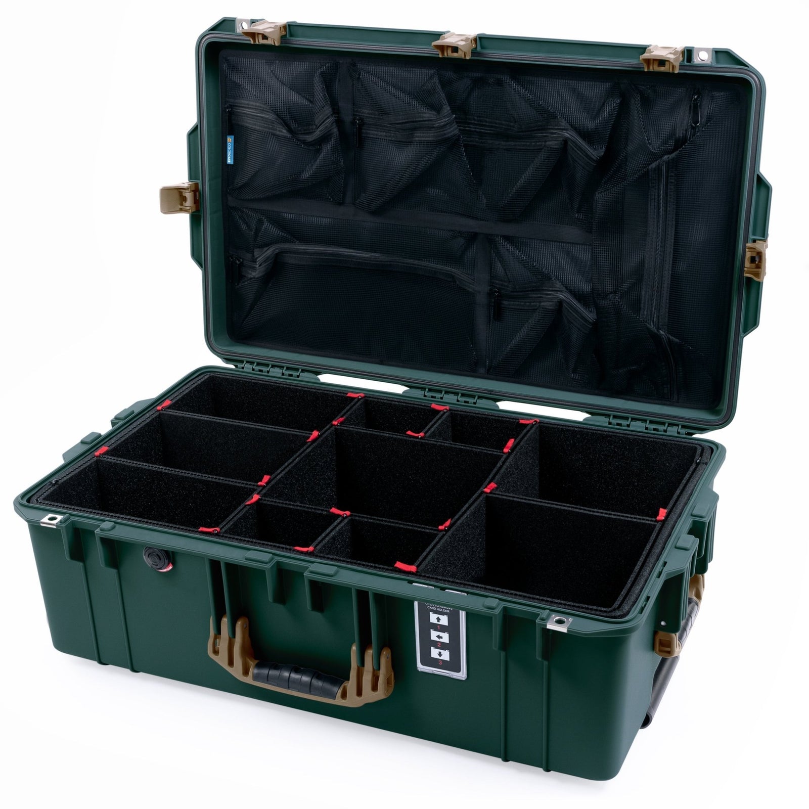 Pelican 1595 Air Case - Trekking Green & Dark Desert Dirt - TrekPak Divider System / Mesh Lid Organizer