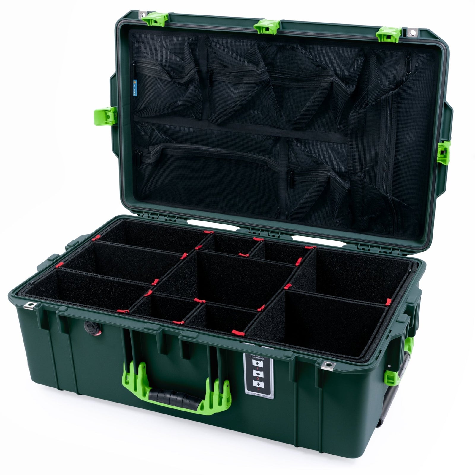 Pelican 1595 Air Case - Trekking Green & Lime Green - TrekPak Divider System / Mesh Lid Organizer