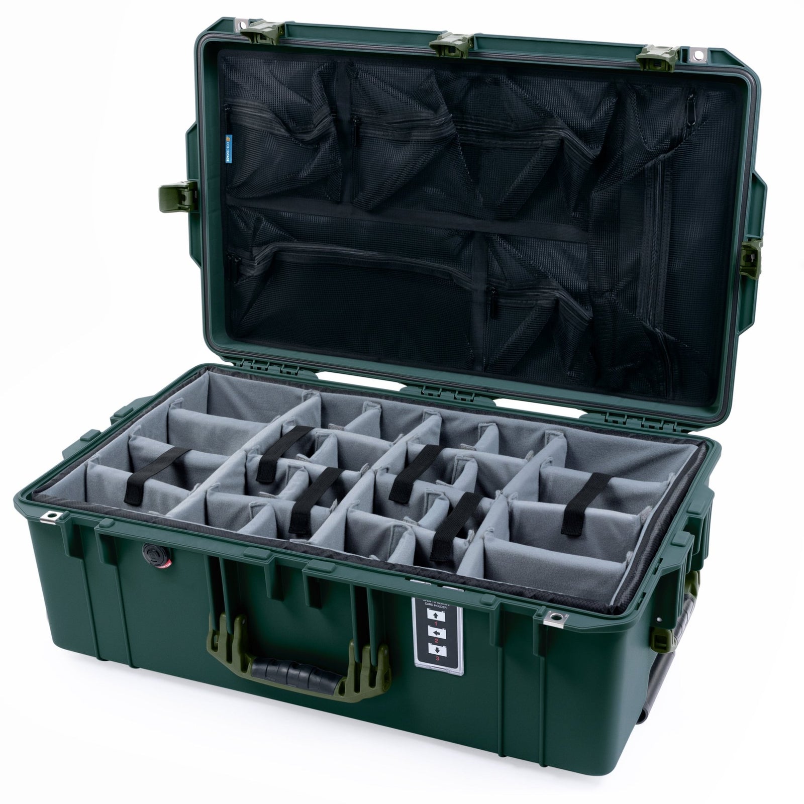 Pelican 1595 Air Case - Trekking Green & OD Green - Padded Microfiber Dividers / Mesh Lid Organizer