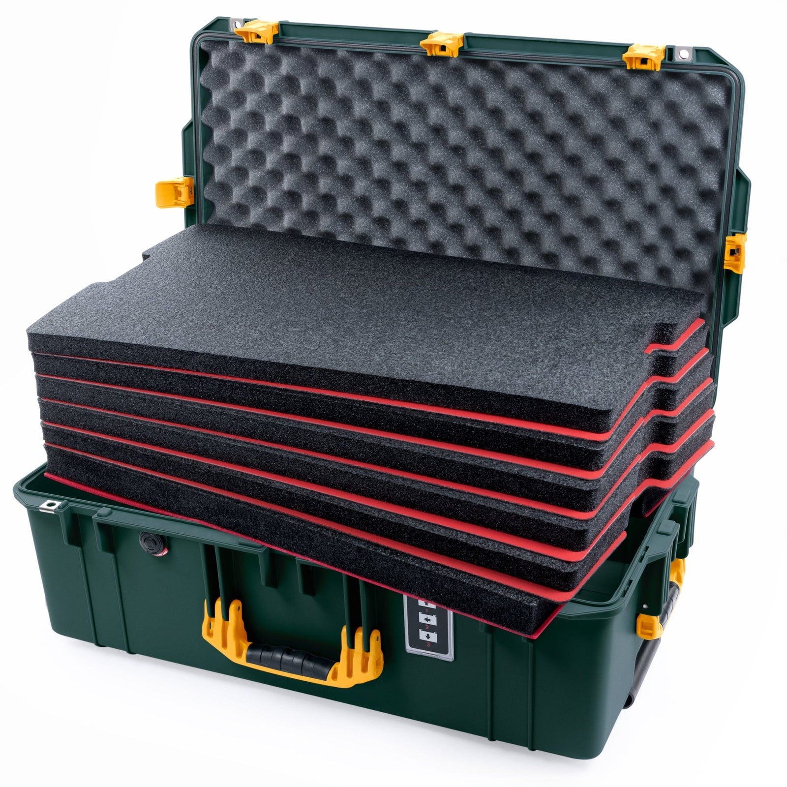 Pelican 1595 Air Case - Trekking Green & Yellow - DIY Tool Foam Kit / Convoluted Lid Foam