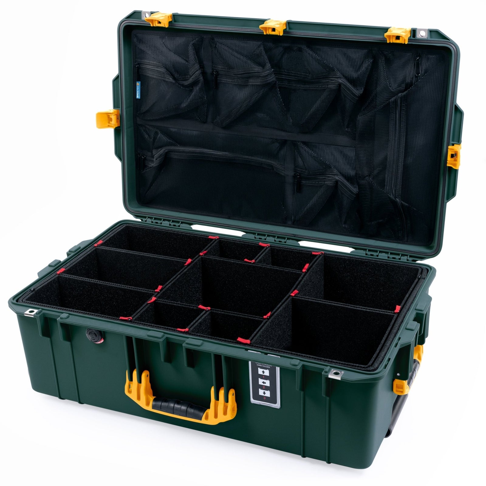 Pelican 1595 Air Case - Trekking Green & Yellow - TrekPak Divider System / Mesh Lid Organizer