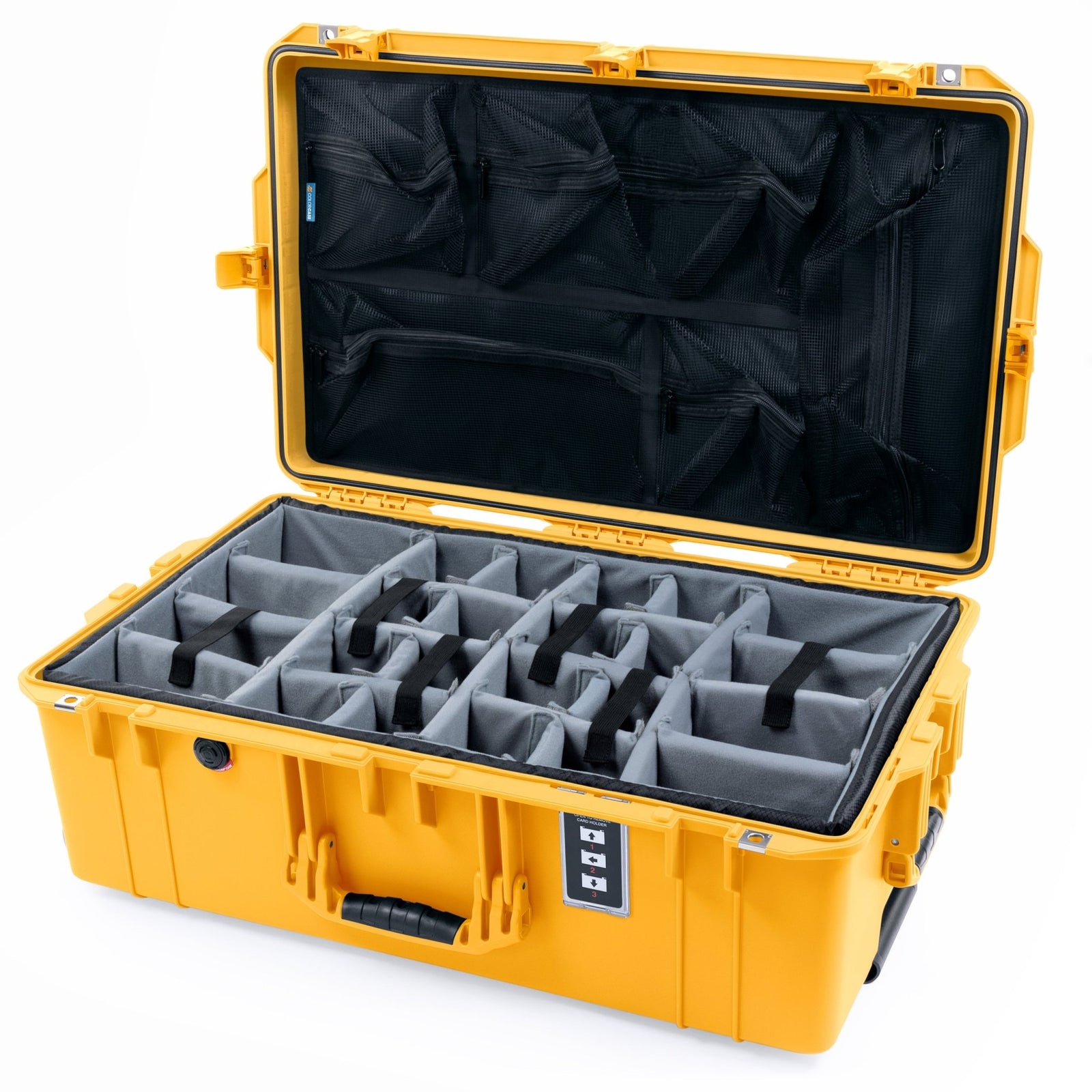 Pelican 1595 Air Case - Yellow - Padded Microfiber Dividers / Mesh Lid Organizer
