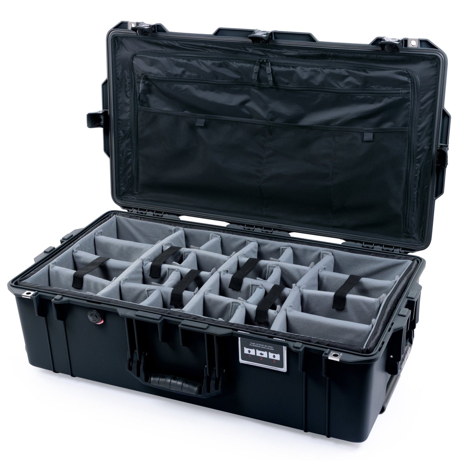 Pelican 1615 Air Case - Black TSA Latches - Padded Microfiber Dividers / TRVL Lid Organizer