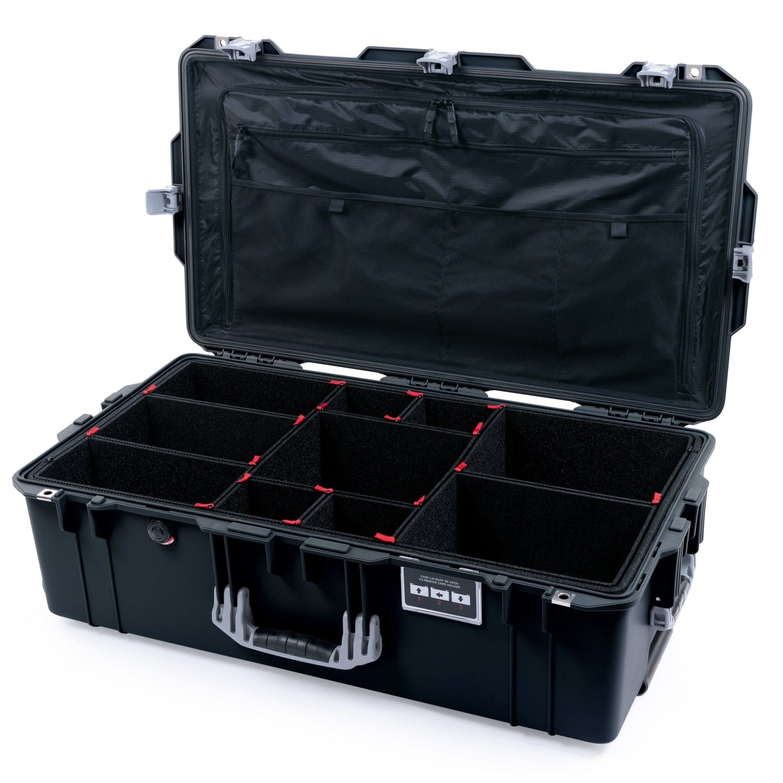 Pelican 1615 Air Case - Black & Silver TrekPak Divider System / TRVL Lid Organizer ColorCase 016150-0320-110-181