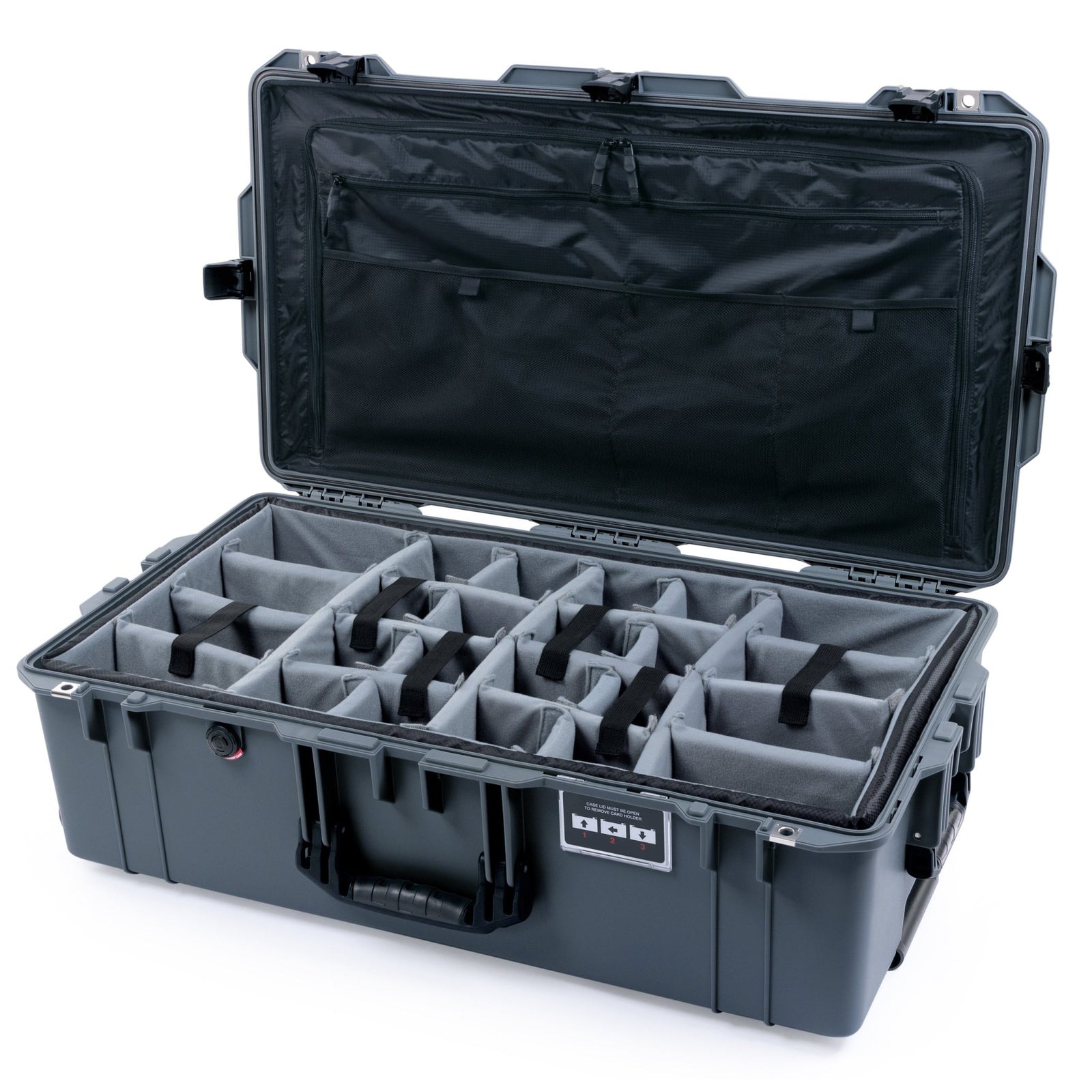 Pelican 1615 Air Case - Charcoal & Black - Padded Microfiber Dividers / TRVL Lid Organizer