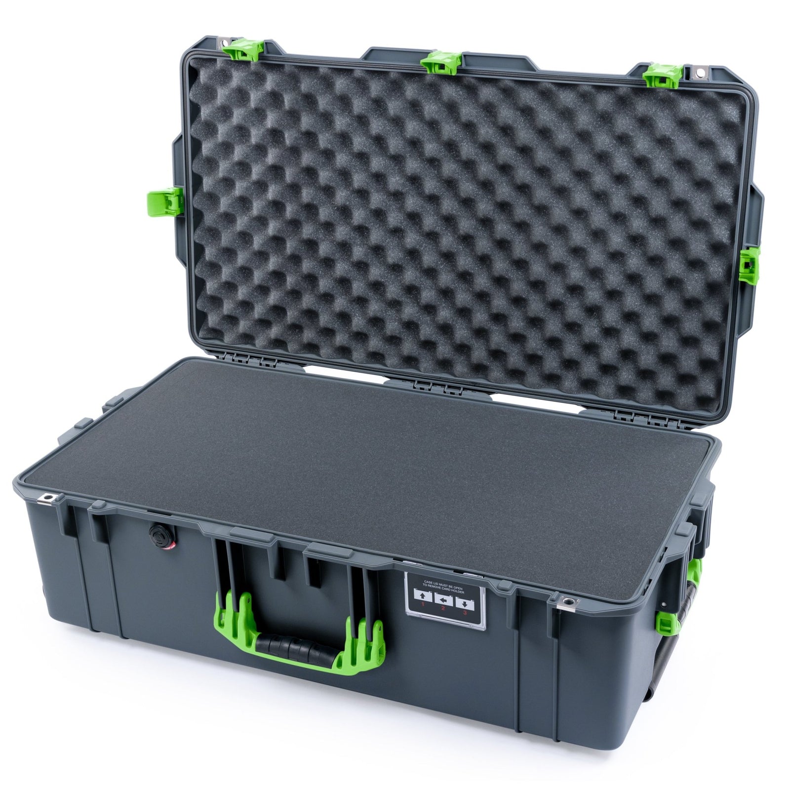 Pelican 1615 Air Case - Charcoal & Lime Green - Pick & Pluck Foam / Convoluted Lid Foam