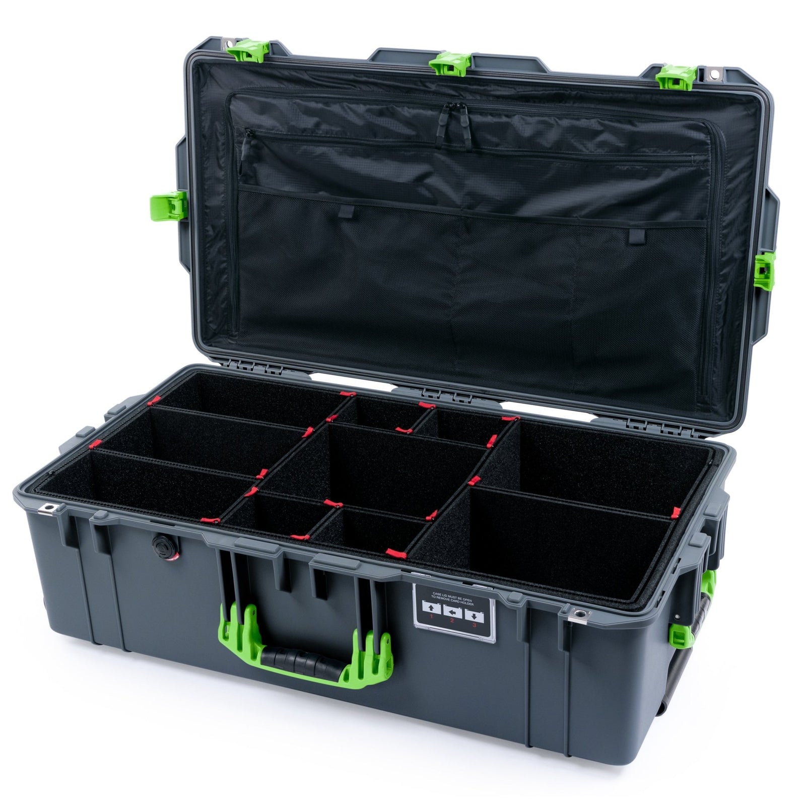 Pelican 1615 Air Case - Charcoal & Lime Green - TrekPak Divider System / TRVL Lid Organizer
