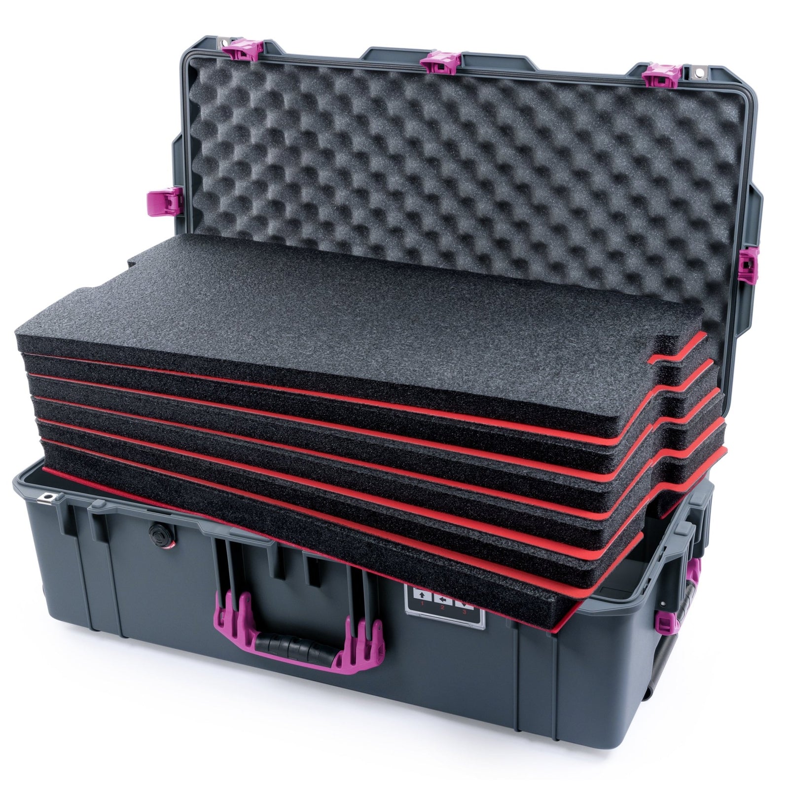 Pelican 1615 Air Case - Charcoal & Magenta - DIY Tool Foam Kit / Convoluted Lid Foam