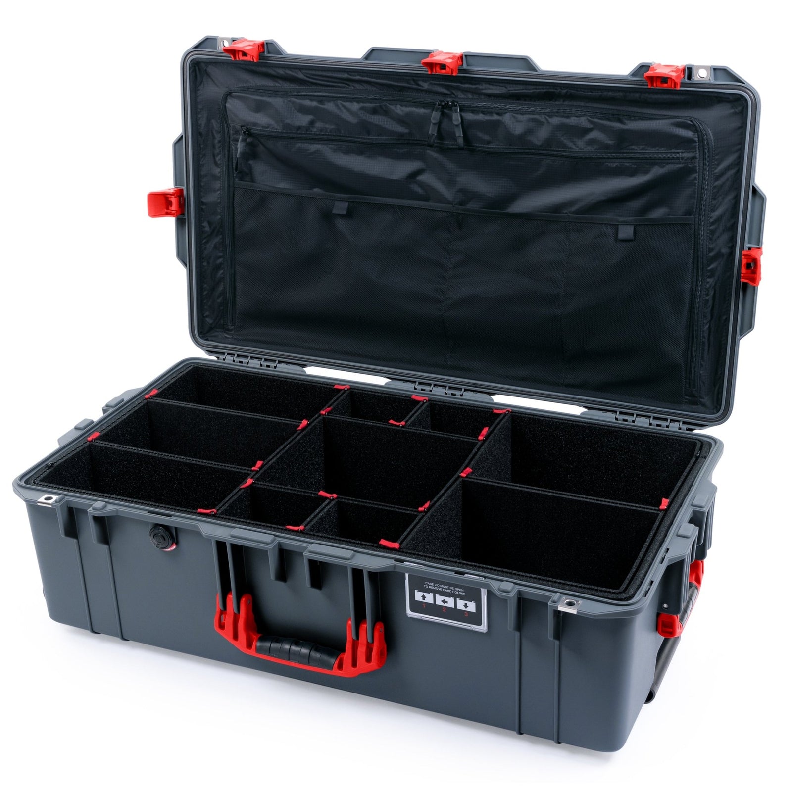 Pelican 1615 Air Case - Charcoal & Red - TrekPak Divider System / TRVL Lid Organizer
