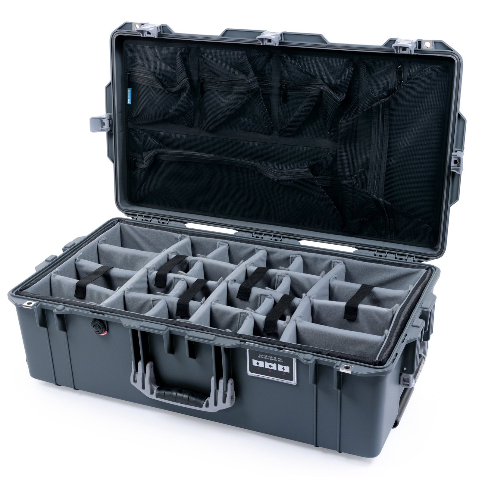 Pelican 1615 Air Case - Charcoal & Silver - Padded Microfiber Dividers / Mesh Lid Organizer