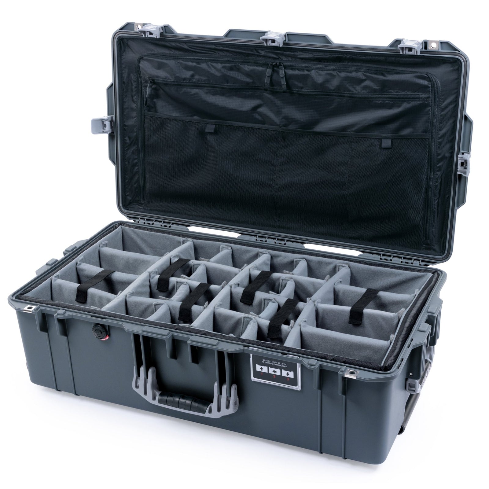 Pelican 1615 Air Case - Charcoal & Silver - Padded Microfiber Dividers / TRVL Lid Organizer