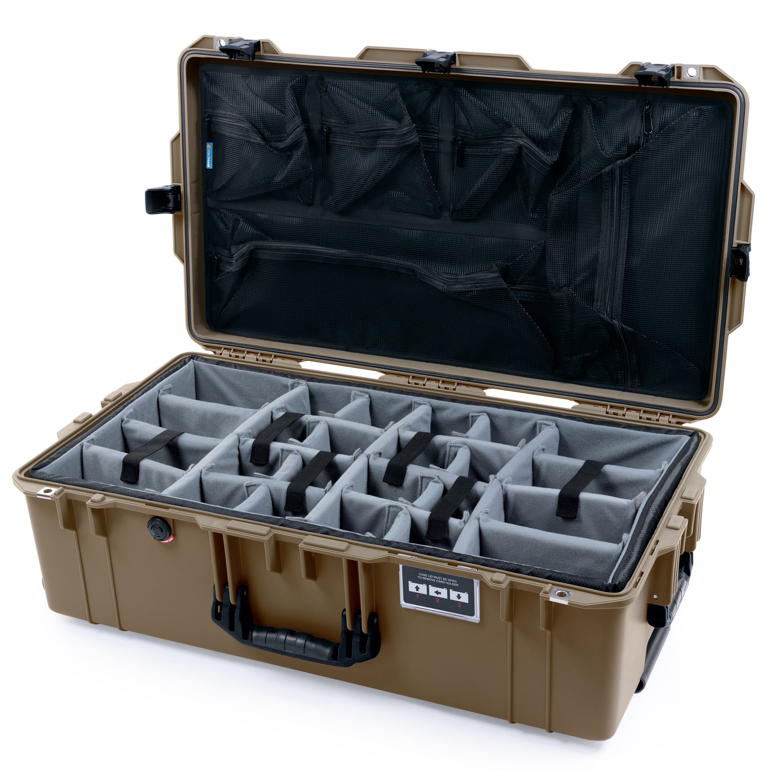 Pelican 1615 Air Case - Dark Desert Dirt & Black - Padded Microfiber Dividers / Mesh Lid Organizer