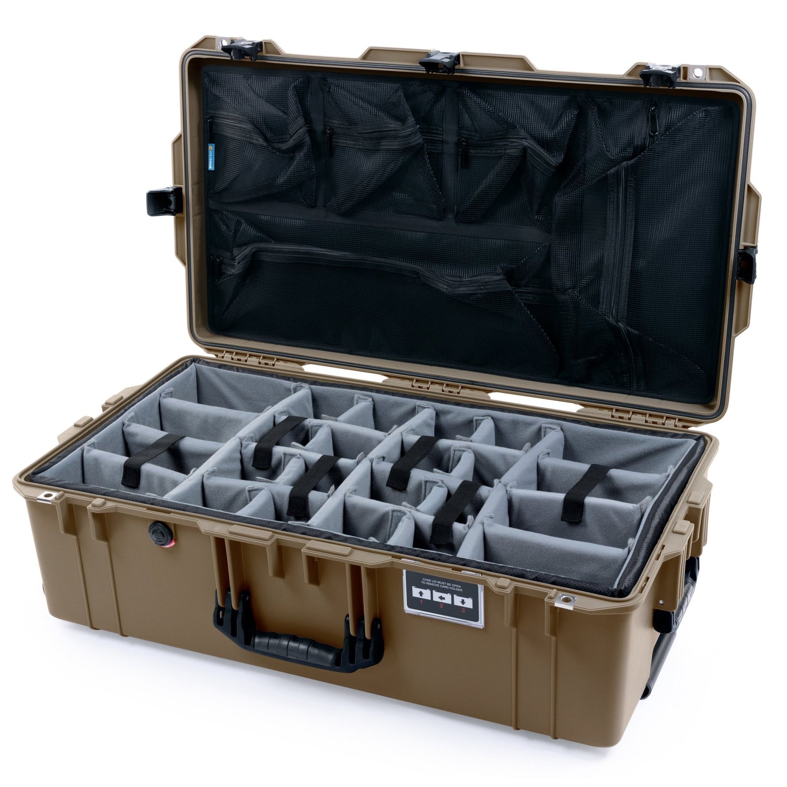 Pelican 1615 Air Case - Dark Desert Dirt & Black TSA Latches - Padded Microfiber Dividers / Mesh Lid Organizer