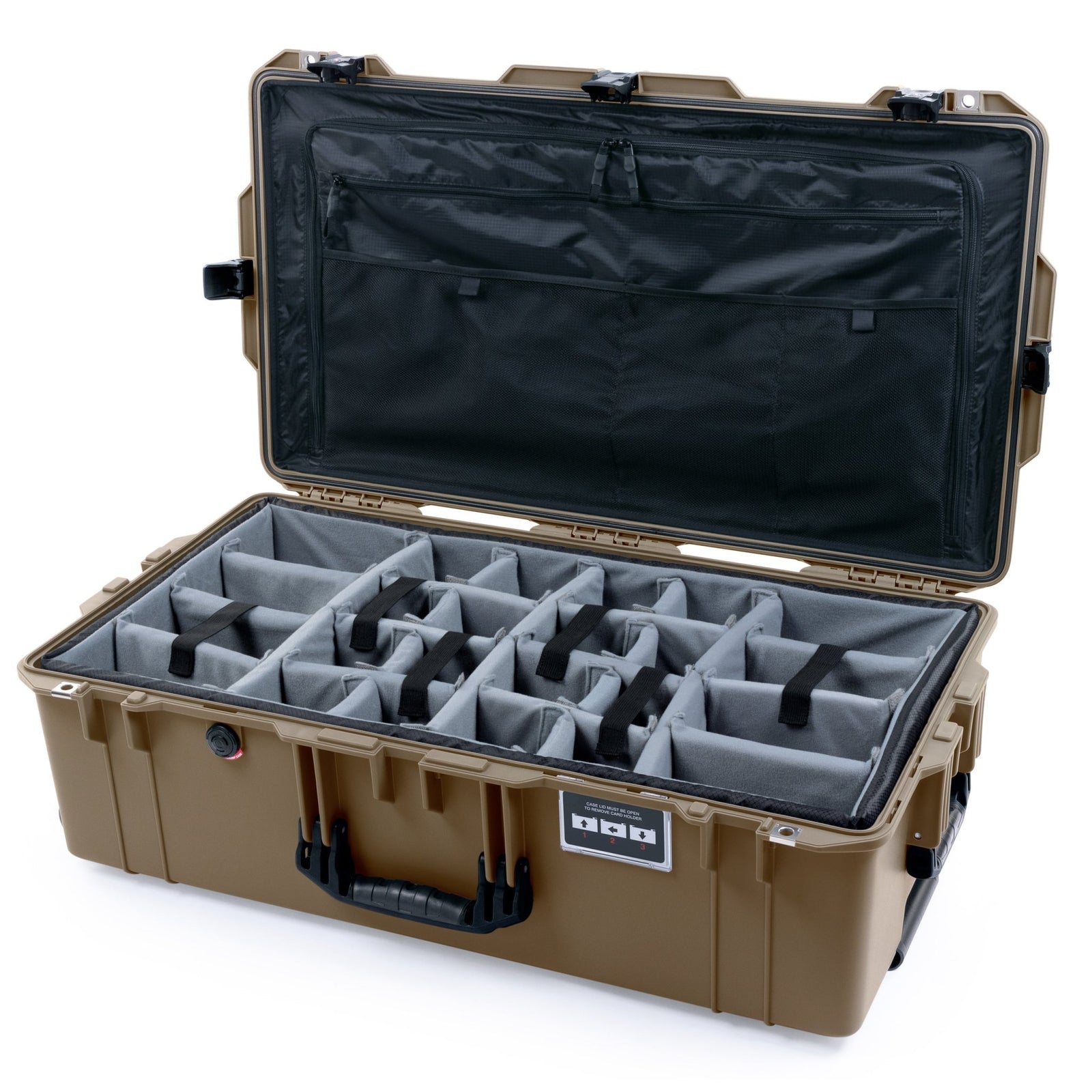 Pelican 1615 Air Case - Dark Desert Dirt & Black TSA Latches - Padded Microfiber Dividers / TRVL Lid Organizer